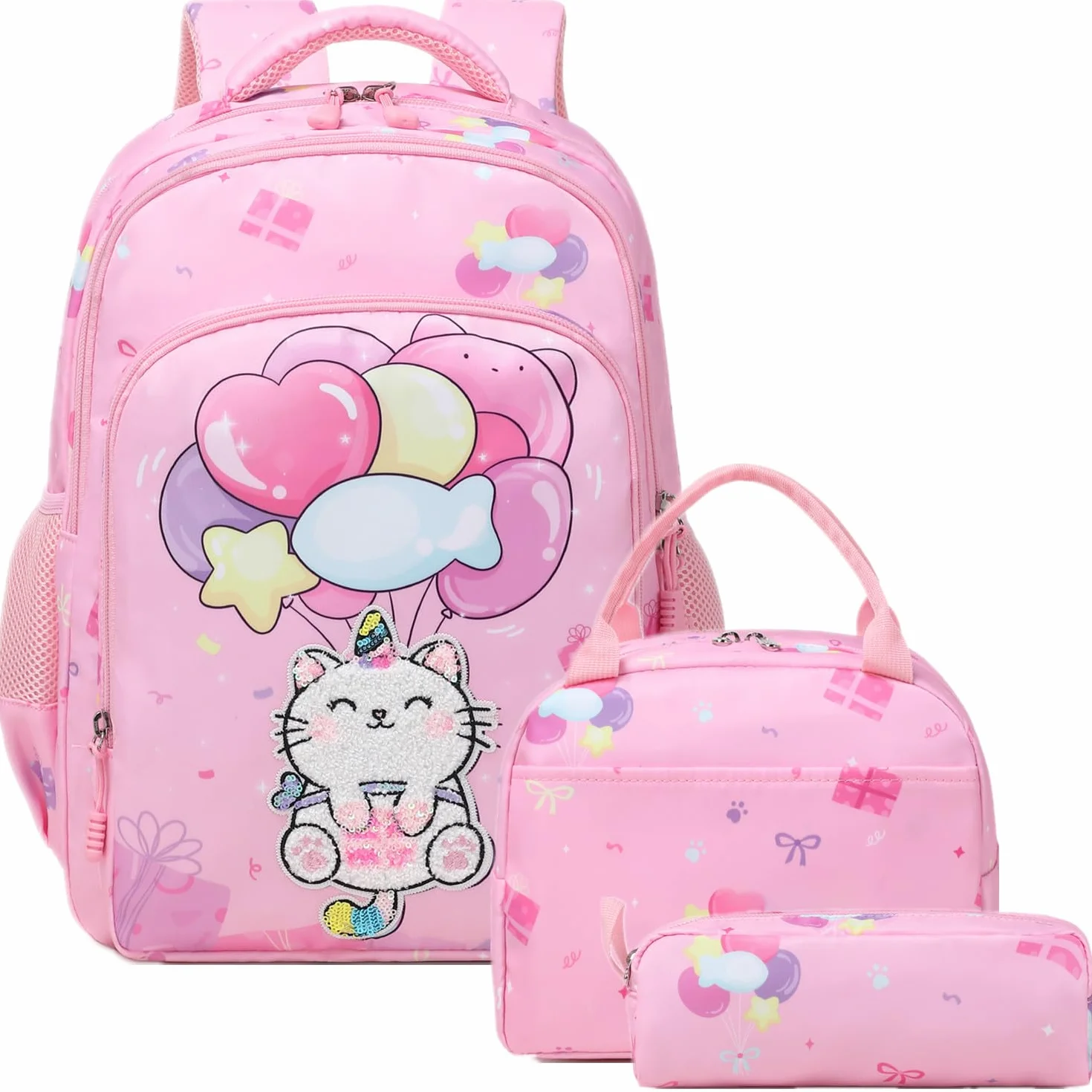 Jumpopack Plecak szkolny Plecaki dziecięce 3 w 1 Torby szkolne Plecaki dziecięce i pudełka na lunch, Balony różowe