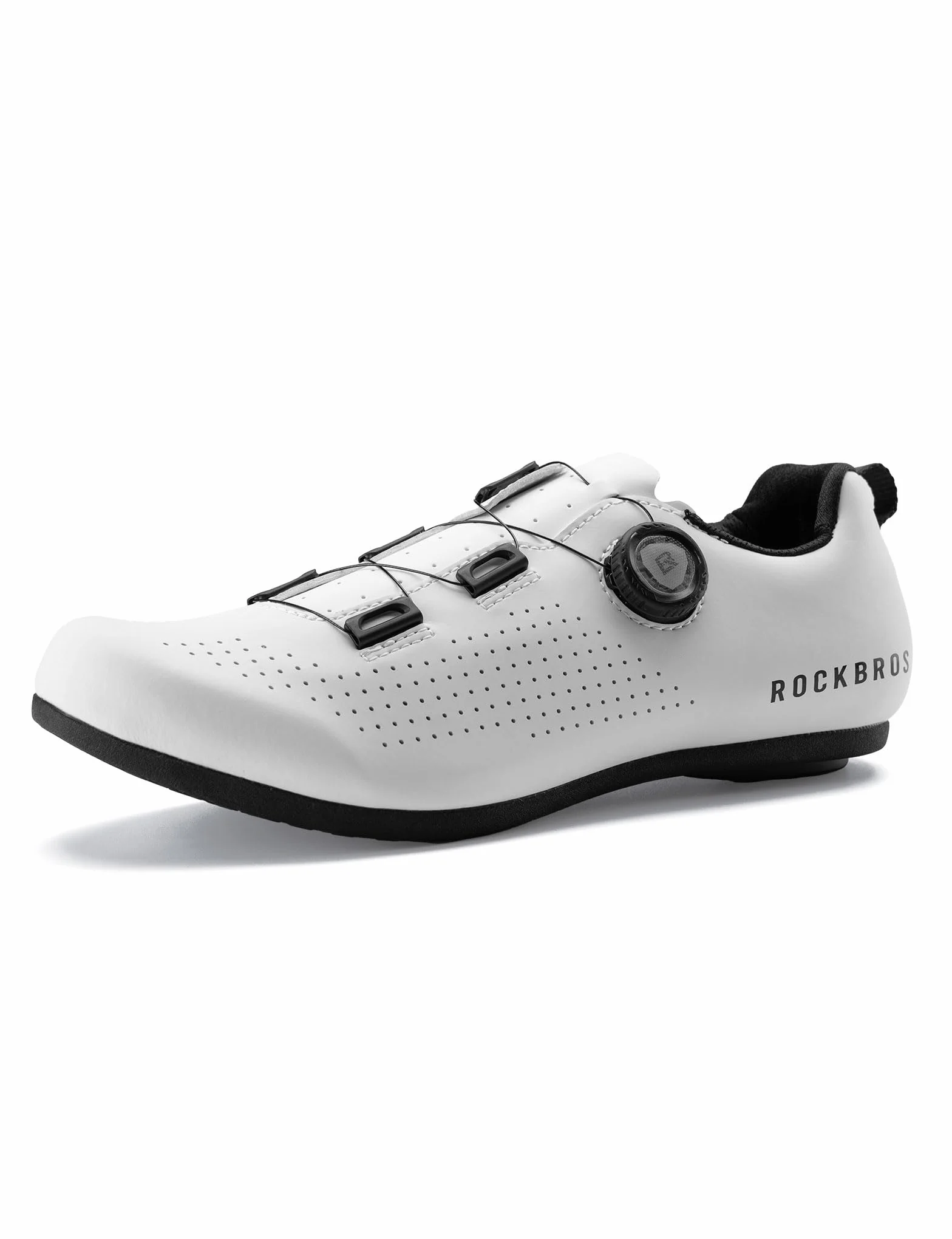 ROCKBROS Buty rowerowe dla mężczyzn i kobiet, rower szosowy, MTB, oddychające buty rowerowe z regulowaną gałką, antypoślizgowa gumowa podeszwa, unisex, MTB, buty do jazdy na rowerze halowym, białe, 3