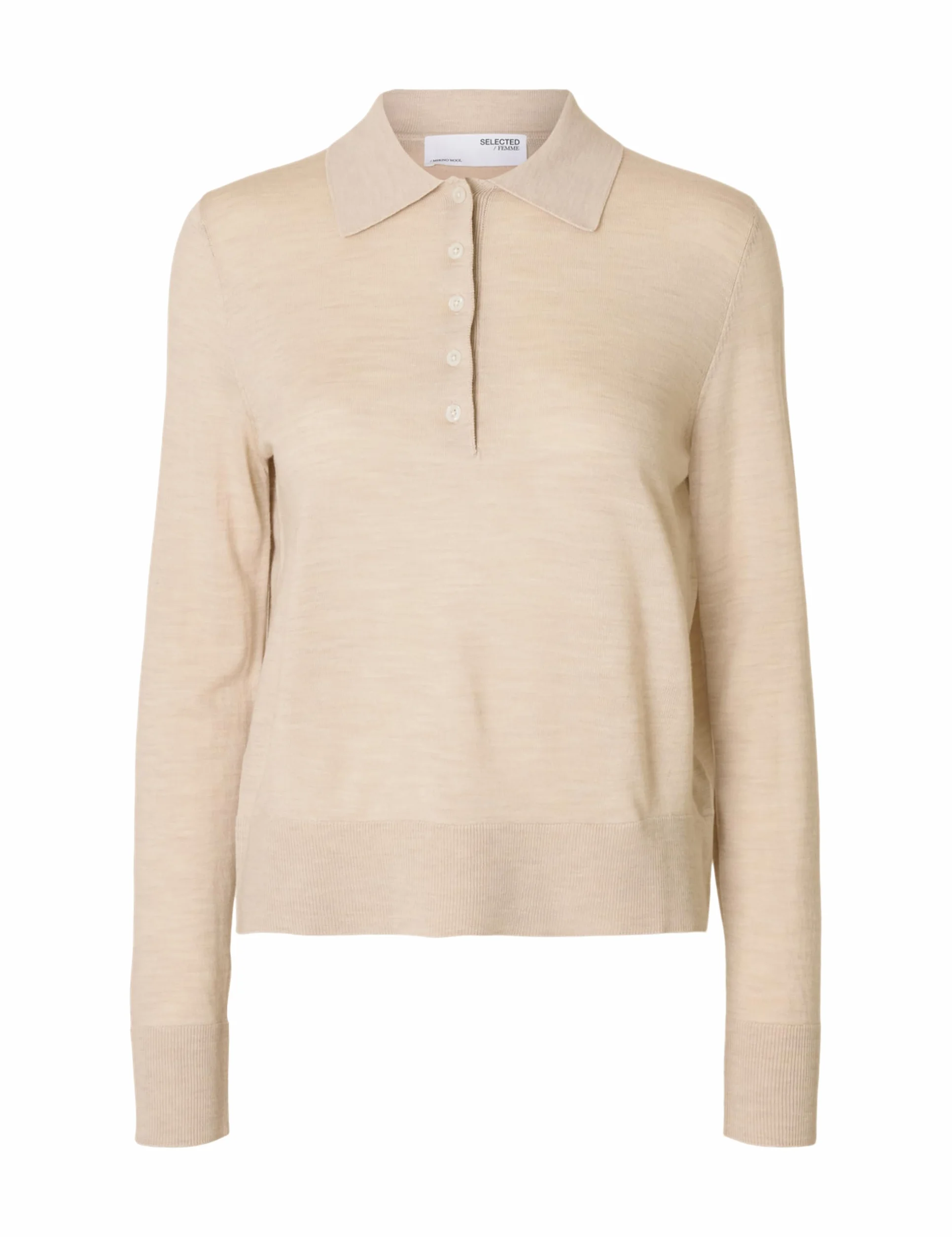 SELECTED FEMME Slfthea Ls Knit Merino Collar Neck Noos, owsianka, L