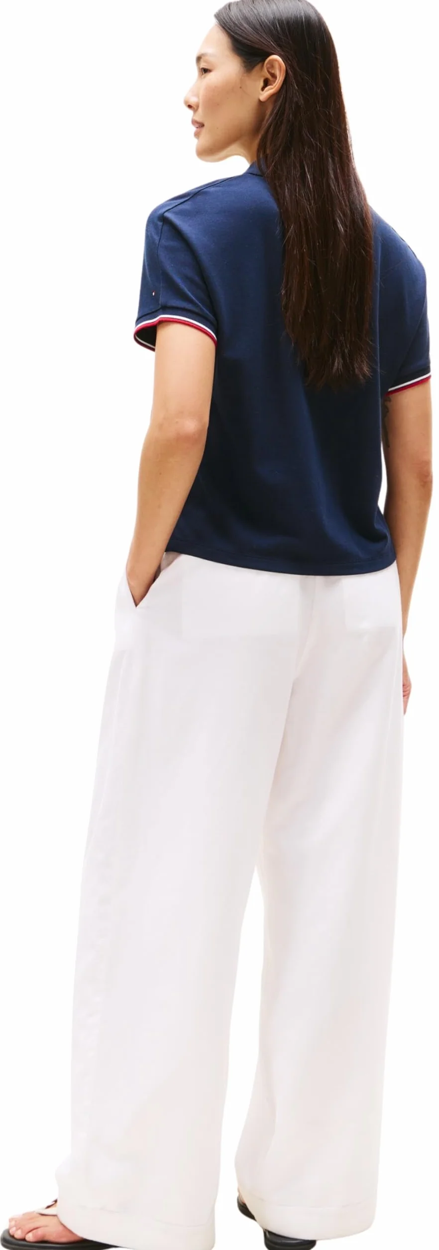 Tommy Hilfiger Lyocell Tipping Open SS Polo Ww0ww46512 Polo S/S damska, Niebieski (Dark Night Navy), L
