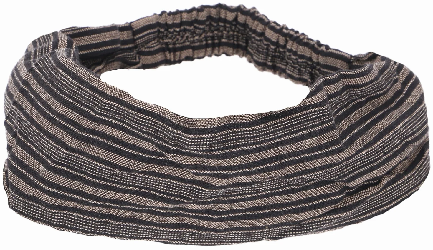 GURU SHOP Opaska na włosy, opaska na głowę, bandana w paski, nakrycie głowy - czarne/brązowe, męskie/damskie, bawełna