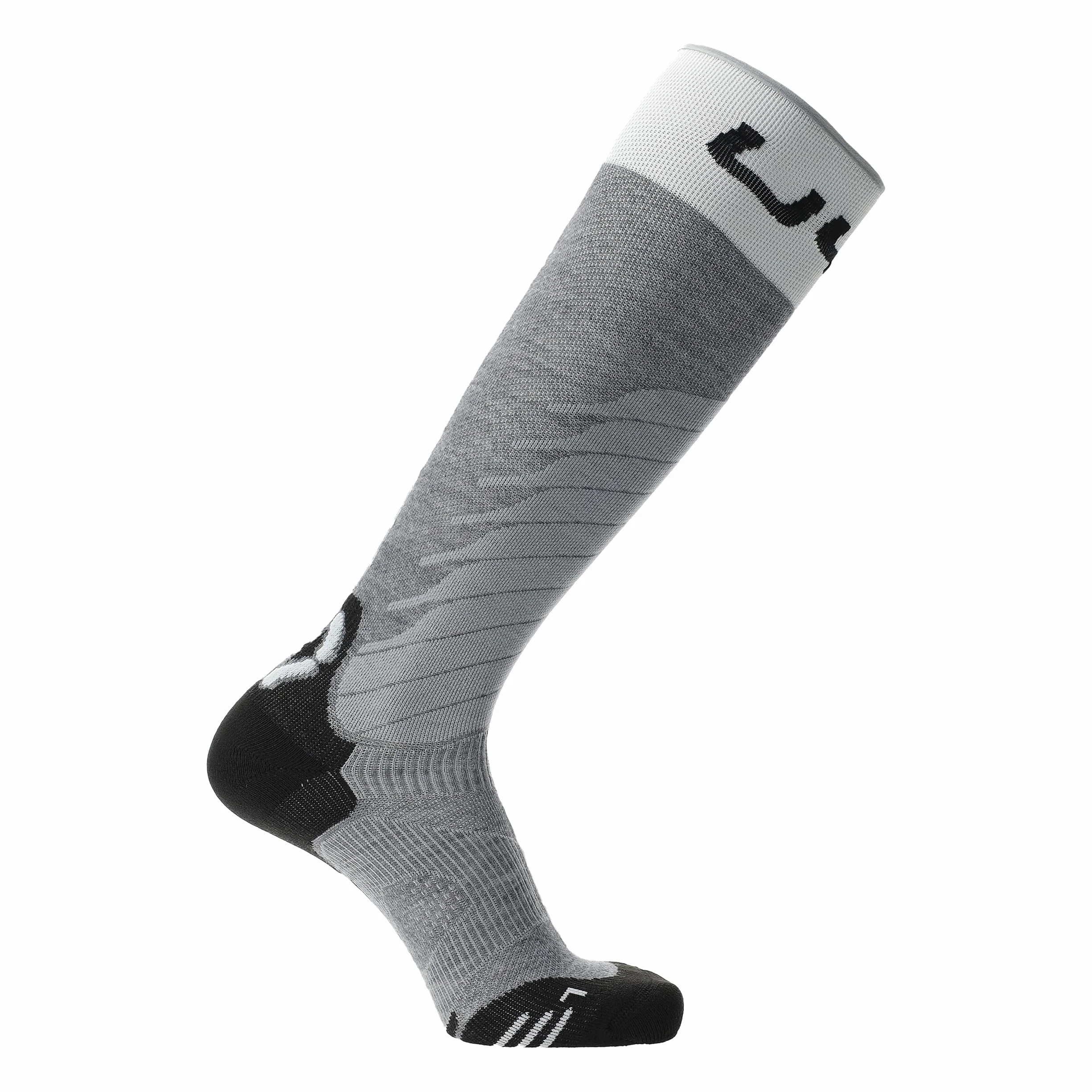 UYN W Ski One Merino Socks szare - Merino wygodne, ciepłe damskie skarpety narciarskie, rozmiar 37-38 - kolor szary melanż - biały