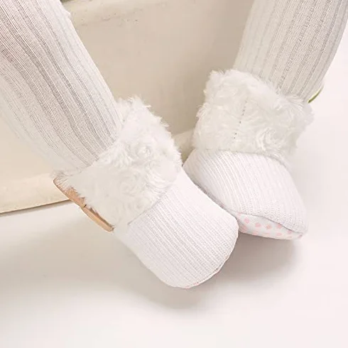Botki dla niemowląt, ciepłe, zimowe, dla noworodków, unisex, z podszewką z pluszu, buty dla niemowląt