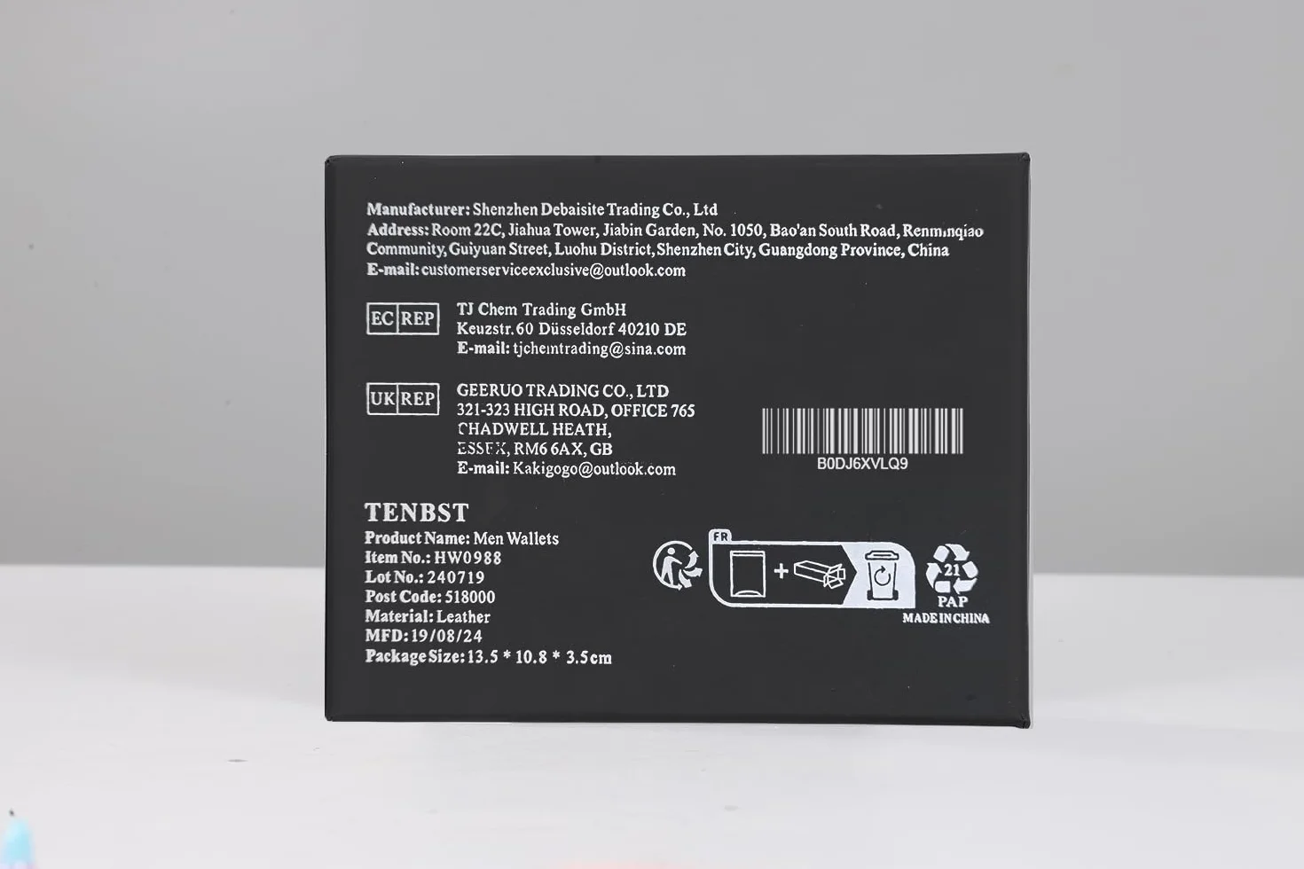 TENBST Portfel męski z ochroną RFID, smukły portfel z kieszonką na monety, 10 kartek, portmonetka męska, magnetyczny portfel dla mężczyzn, etui na karty kredytowe z pudełkiem upominkowym - czarny