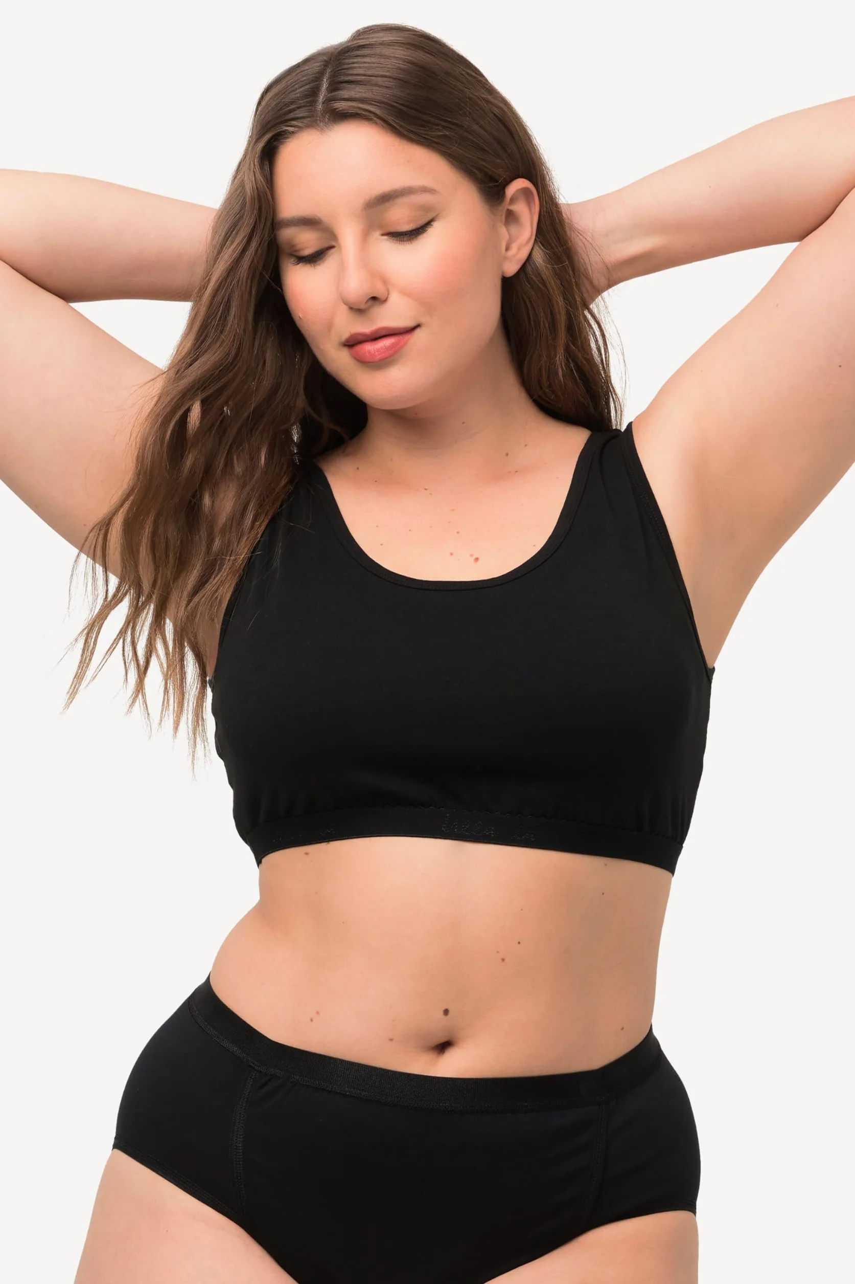 Ulla Popken Damskie duże rozmiary duże rozmiary plus size biustonosz wsuwany, jednokolorowy czarny 50+ 791580130-50+, czarny, 50-52