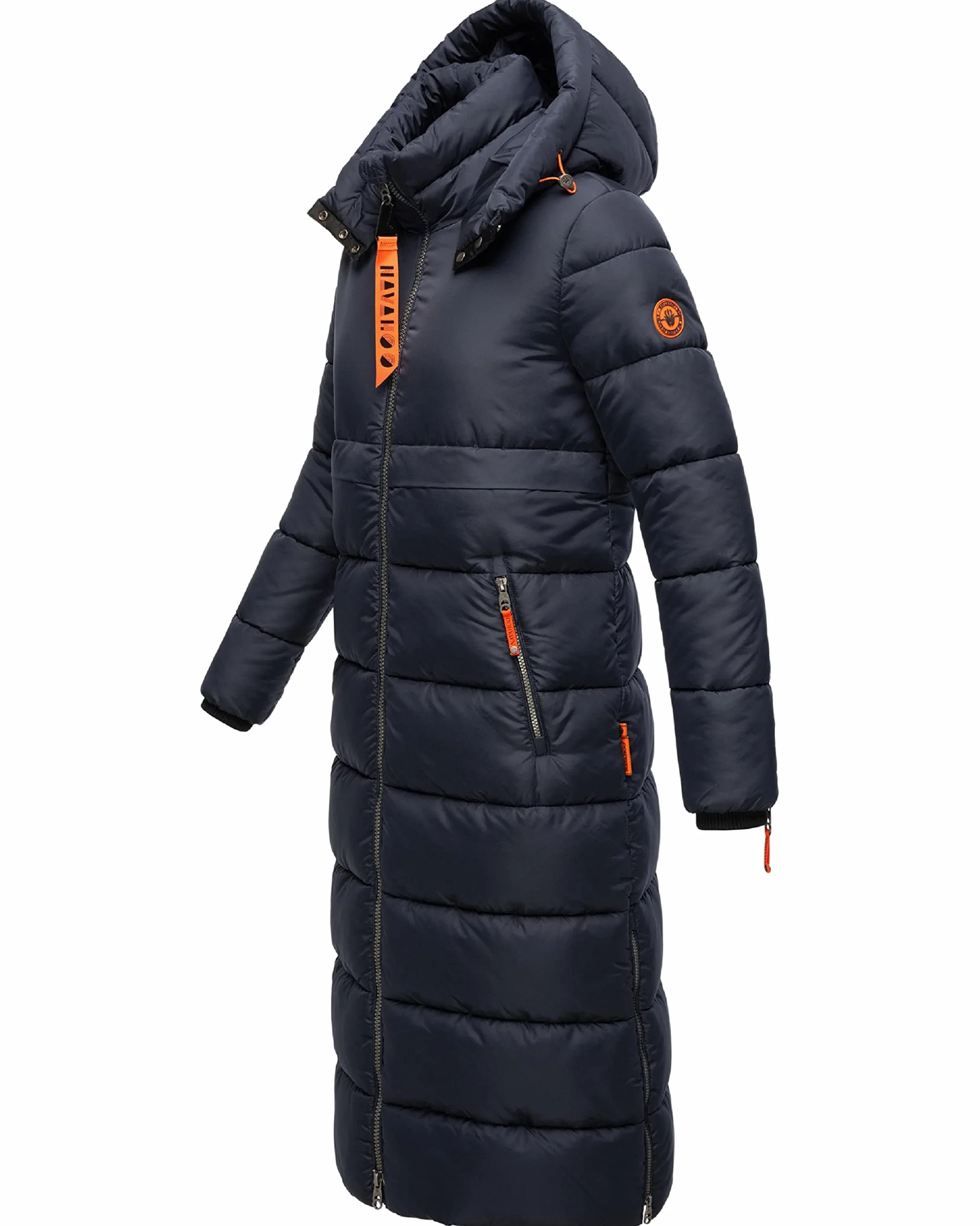 Navahoo Damski ciepły zimowy płaszcz pikowany z kapturem, kryształowy kwiat XS-XXL