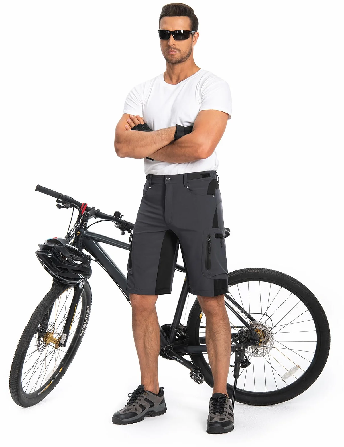 Hiauspor Mens Hiking Cargo Shorts Lightweight Water-Resistant Quick Dry Stretch for Casual Golf Fishing Tactical Bike Outdoor (Dark Grey, X-Large)
