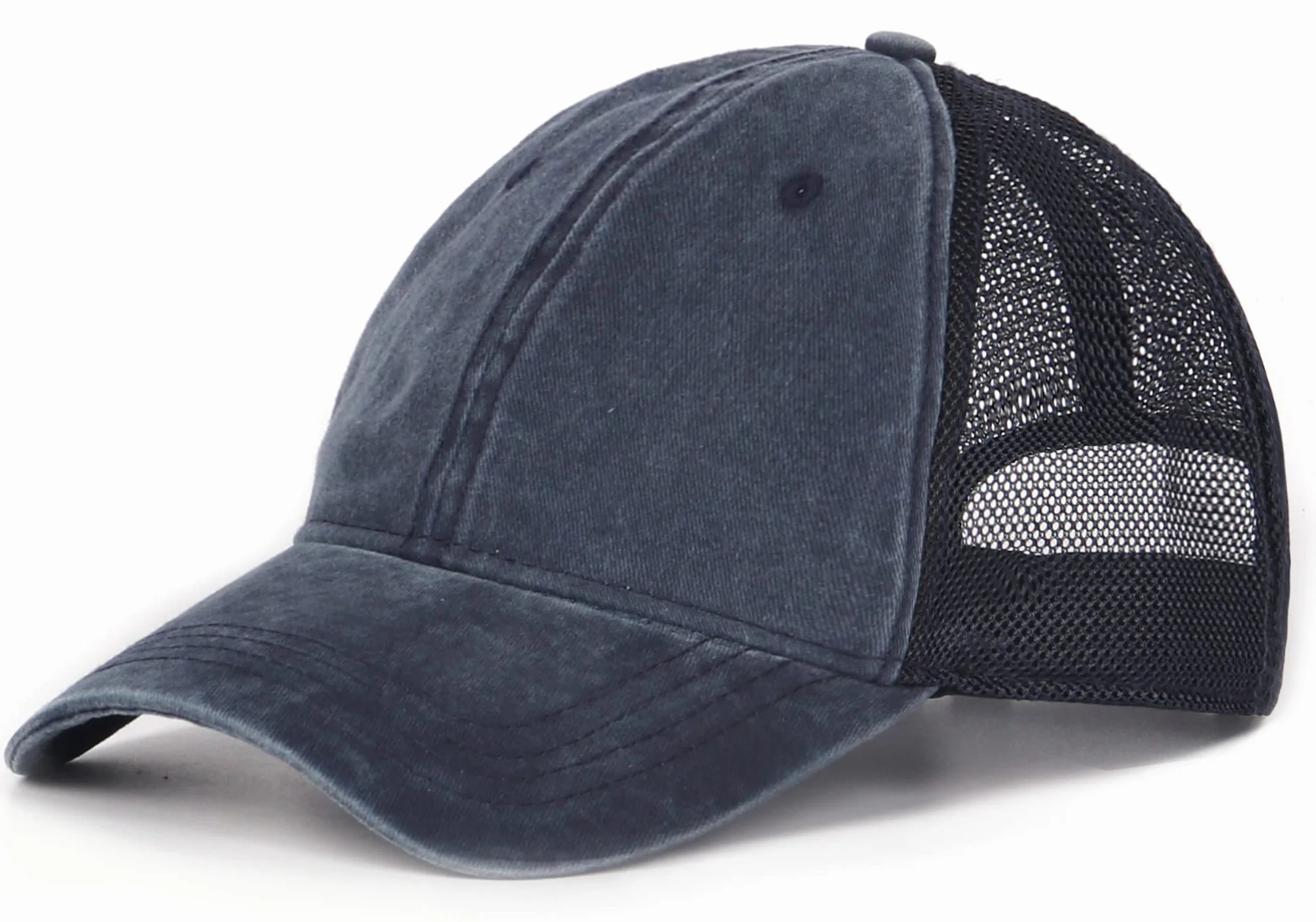 Zylioo Czapka XXL Vintage Trucker Cap na dużą głowę, sprana czapka do biegania, rozmiar 60-65 cm, letnia czapka z daszkiem
