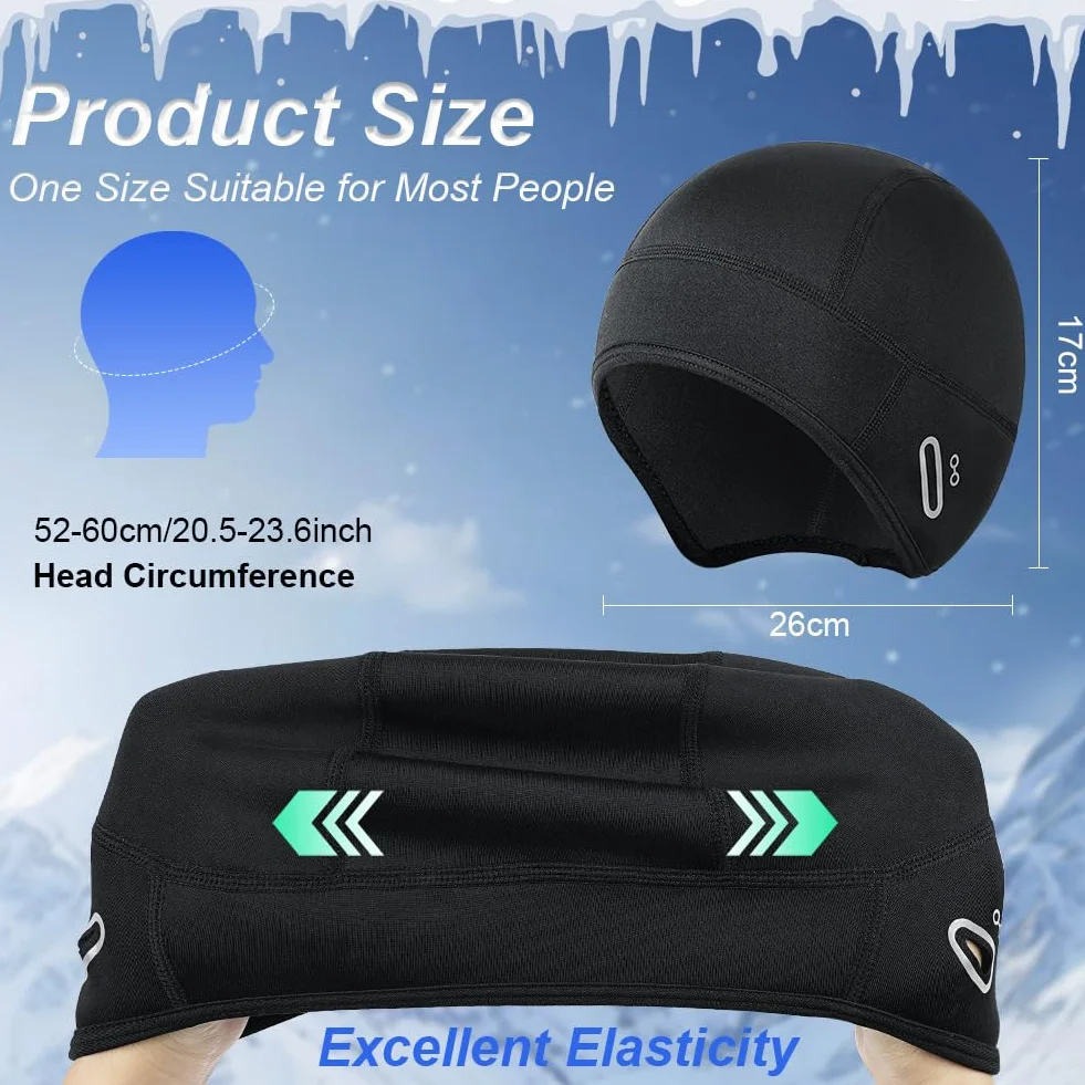 Czapka rowerowa na zimę, czapka rowerowa pod kask, ciepła i wiatroszczelna czapka zimowa, czapka pod kask z otworem na okulary, czapka pod kask rowerowy, sportowa czapka do jazdy na rowerze