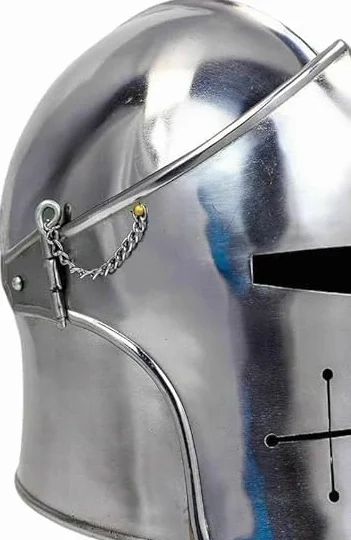 Knights Templar kask Barbuta, średniowieczna pancerz z wizjerem, ze szczotkowanej stali, rustykalny rekwizyt krzyżowca do kostiumów i dekoracji domu