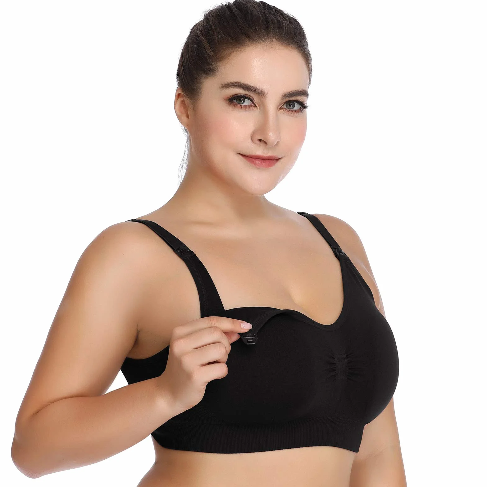 Womens Seamless Nursing Bra Sleeping Maternity Bralette for Breastfeeding Color Black Beige Red Size L