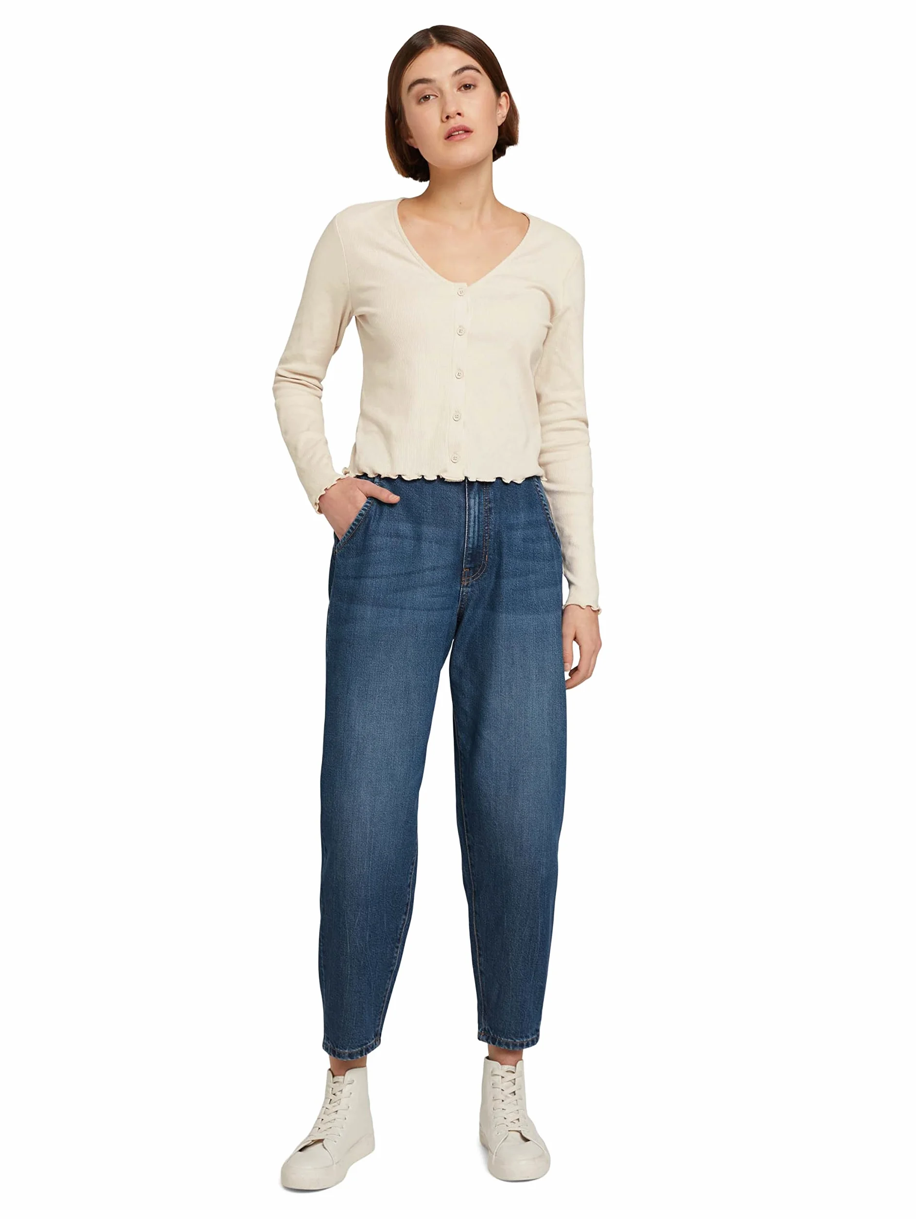 TOM TAILOR Denim Damski Barrel Mom Fit Vintage dżinsy