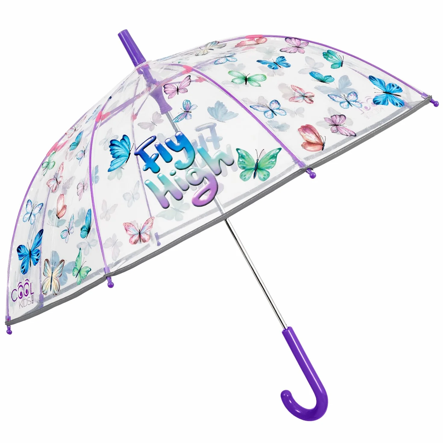 Parasol Mała Dziewczynka Przezroczysty z Syrena - Wiatroodporny z Odblaskowymi Detalami Materiału POE - Długi Parasol Kopułowy Manualny System Dzieci 3 4 5 Lat - Średnica 64 cm PERLETTI