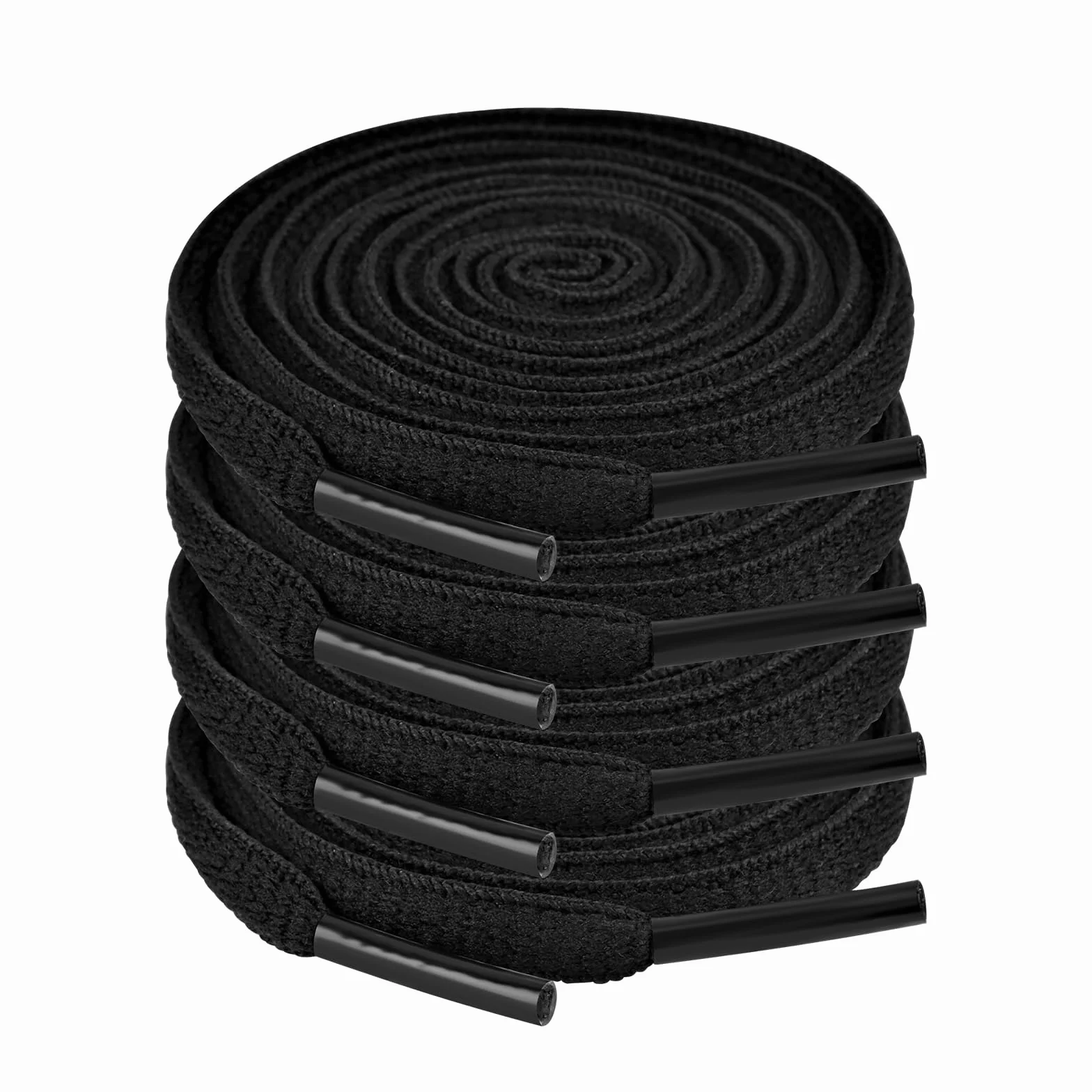 Sznurowadła klasy premium, czarne, 2 pary sznurowadeł 120 cm [6 mm szerokości], odporne na rozerwanie, płaskie buty robocze, buty trekkingowe, buty sportowe, buty do biegania, trampki