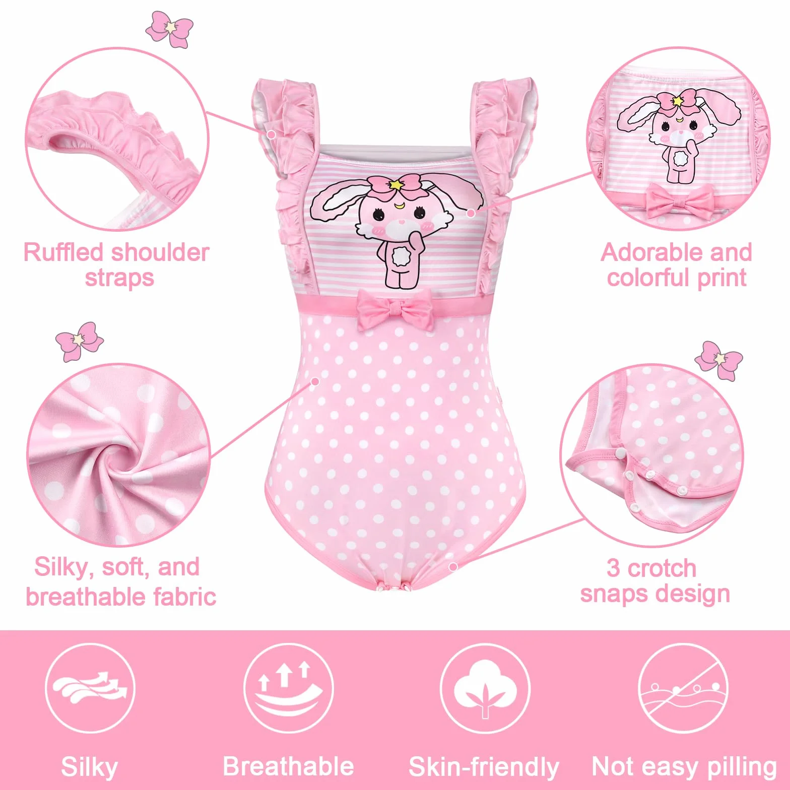 LittleForBig Śpioszki Onesie jedwabiste, marszczone paski, piżama, body - Usagi Camisole Onesie