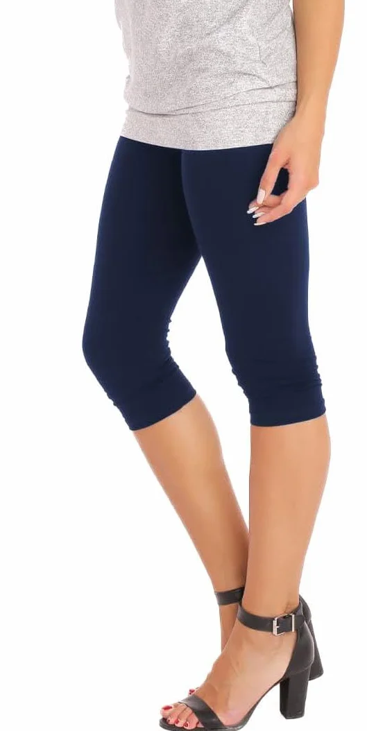 Damskie legginsy bawełniane 3/4 rybaczki rozmiary S-8XL nieprześwitujące naturalny materiał