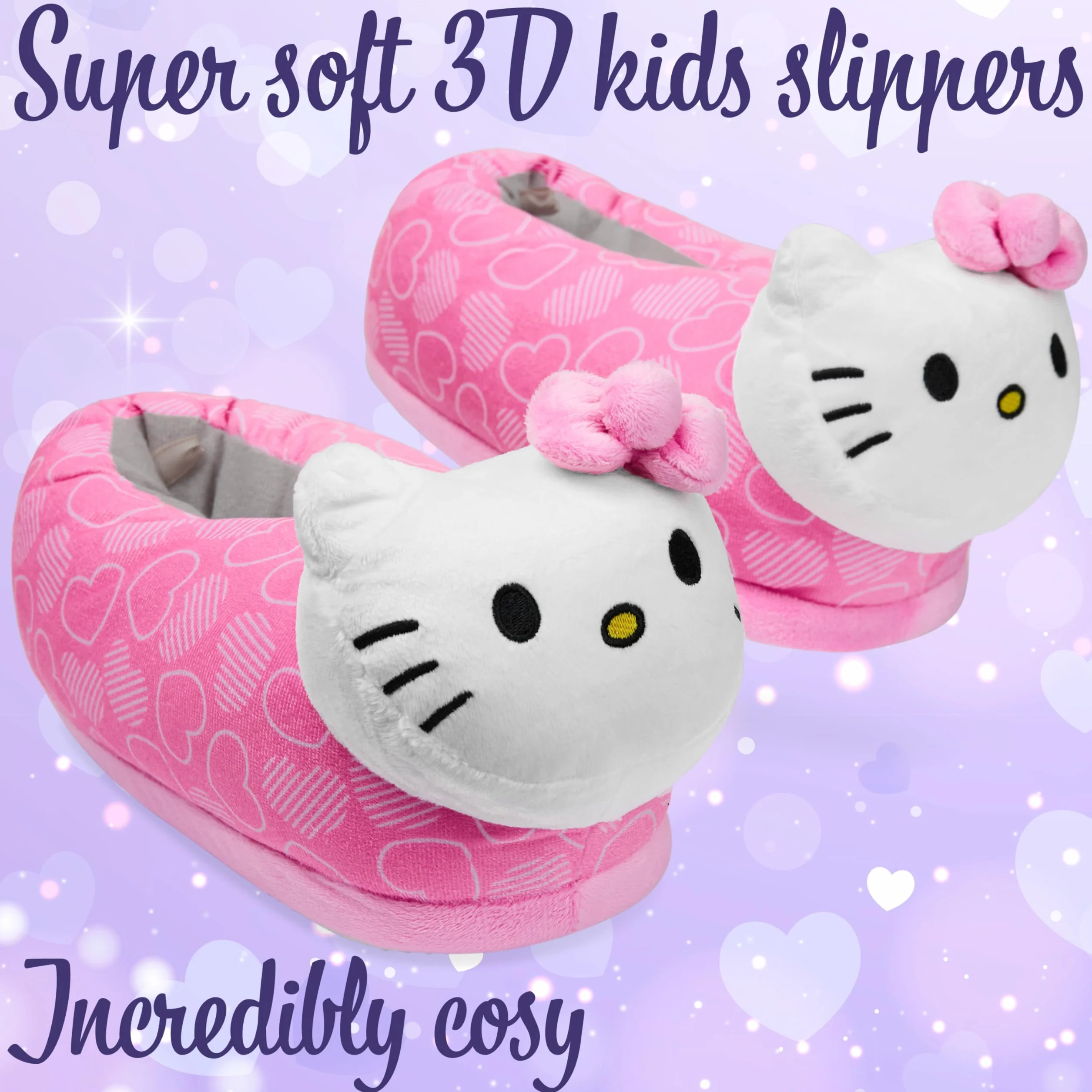 Hello Kitty 3D kapcie dziecięce, antypoślizgowe kapcie domowe - prezent dla dziewczynki