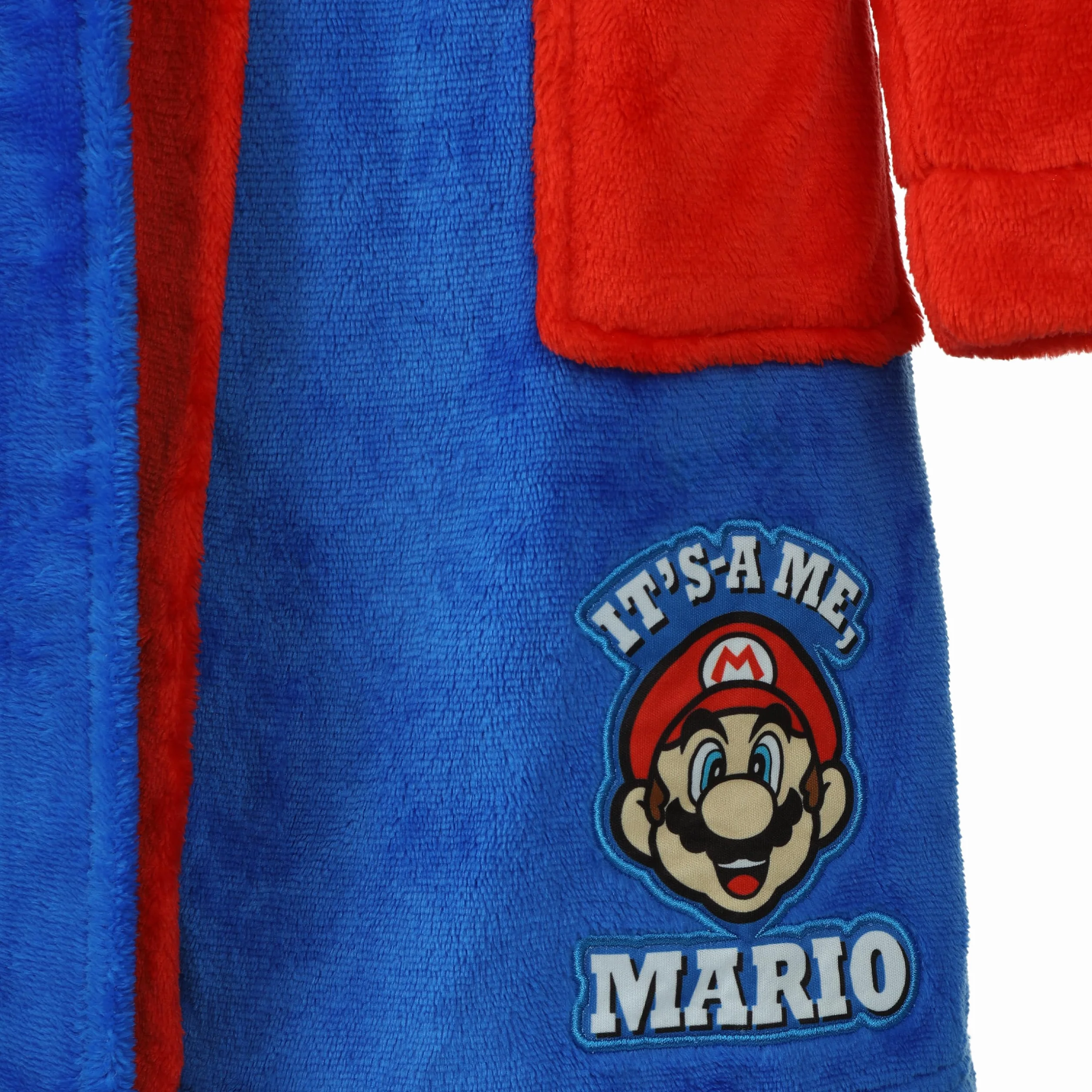 Super Mario Dziecięcy szlafrok kąpielowy, puszysty, polar koralowy z kapturem, logo, dla chłopców i dziewczynek