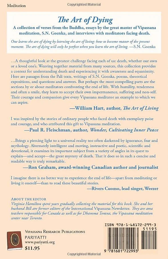 The Art of Dying: Talks on Vipassana Meditation as Taught by SN Goenka