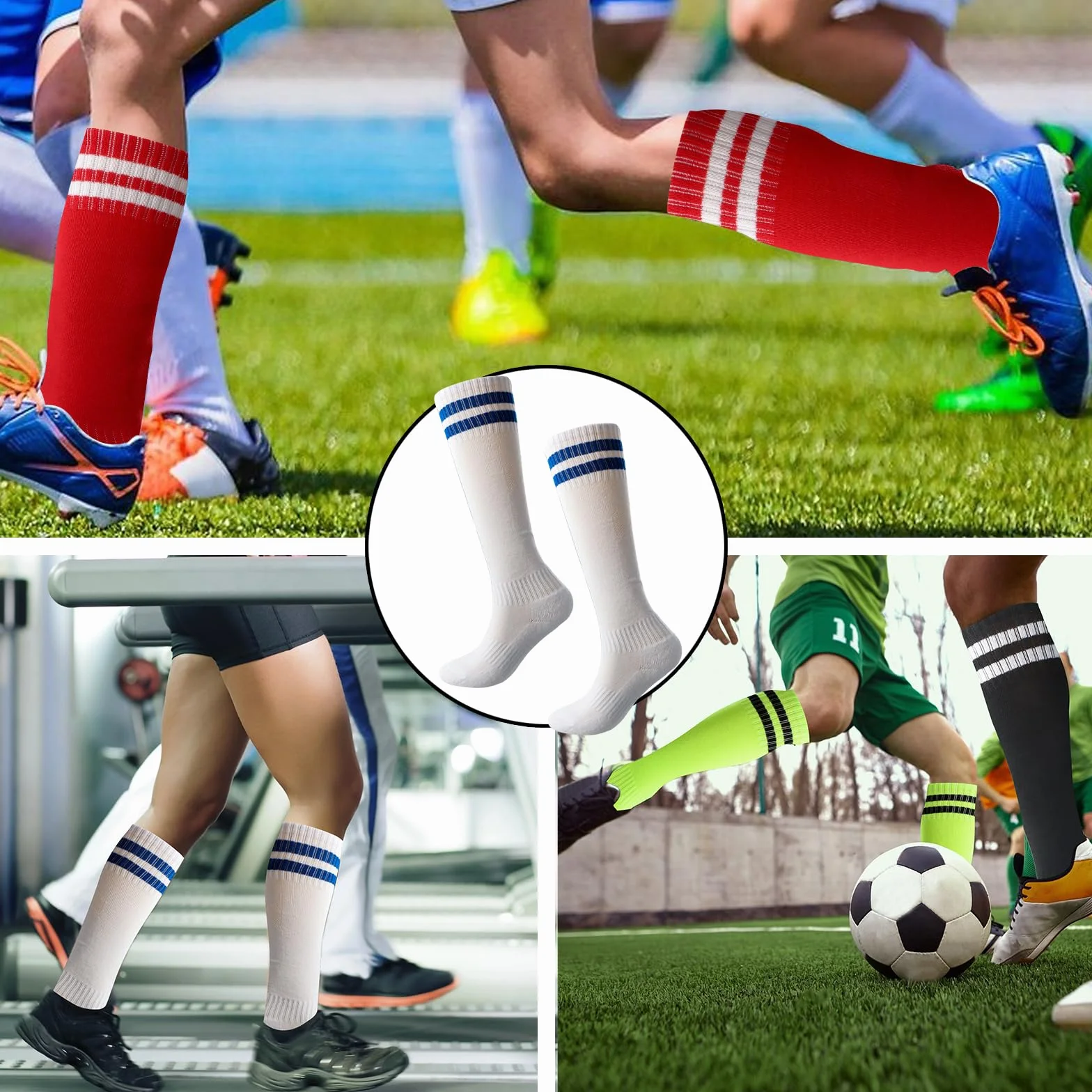 4 pary skarpet sportowych, dziecięce skarpety piłkarskie, chłopięce skarpety piłkarskie, 4 kolory dziecięce długie oddychające skarpety sportowe, skarpety treningowe dla chłopców i dziewczynek