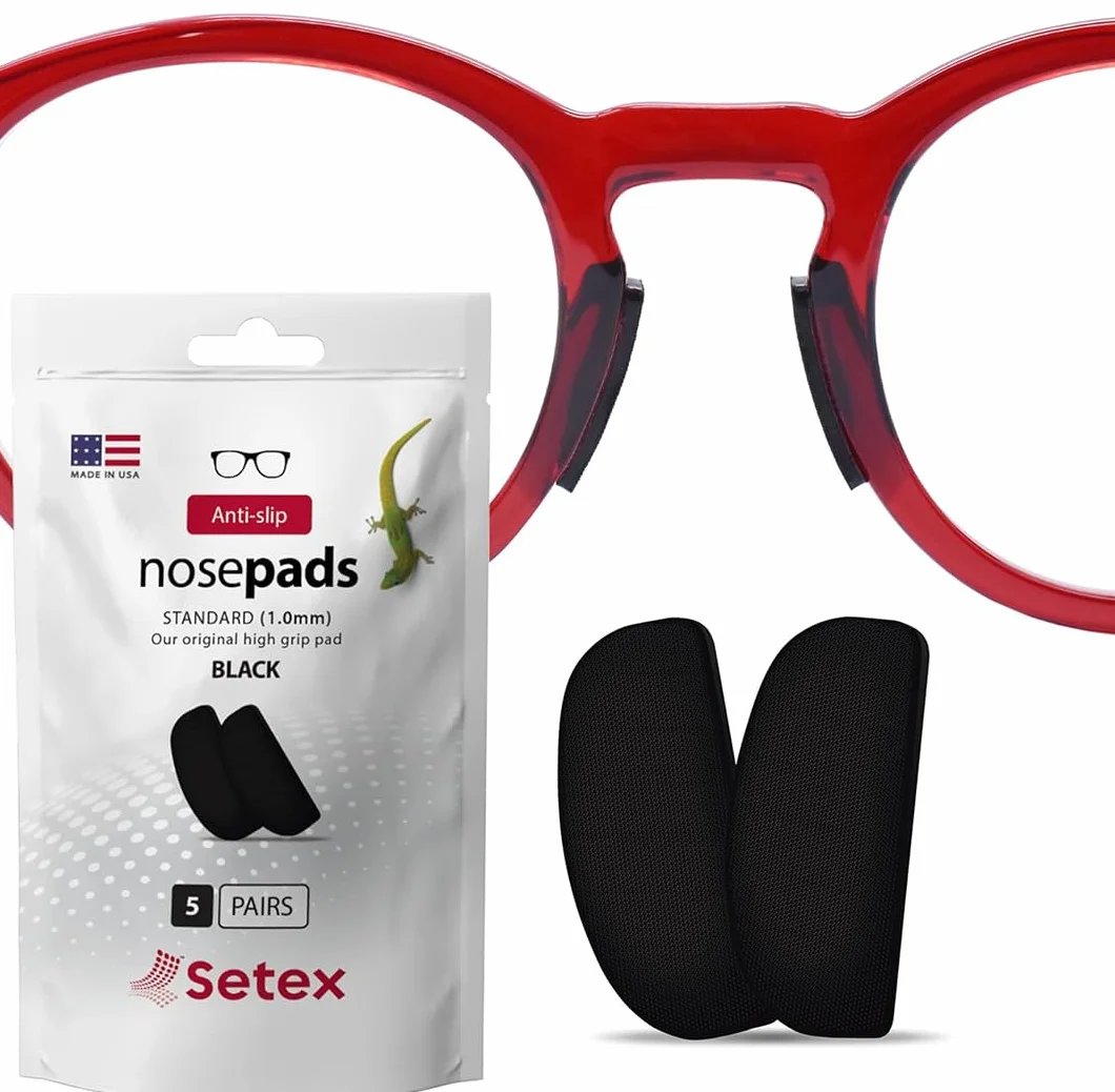 Setex Gecko Grip – Noski Do Okularów (5 Czarnych Par) – Antypoślizgowe Noski Do Okularów, Mikroteksturowane Włókna, Ultra-Mocna Przyczepność I Ultra-Miękkość, Samoprzylepne, 1 × 7 × 16 mm