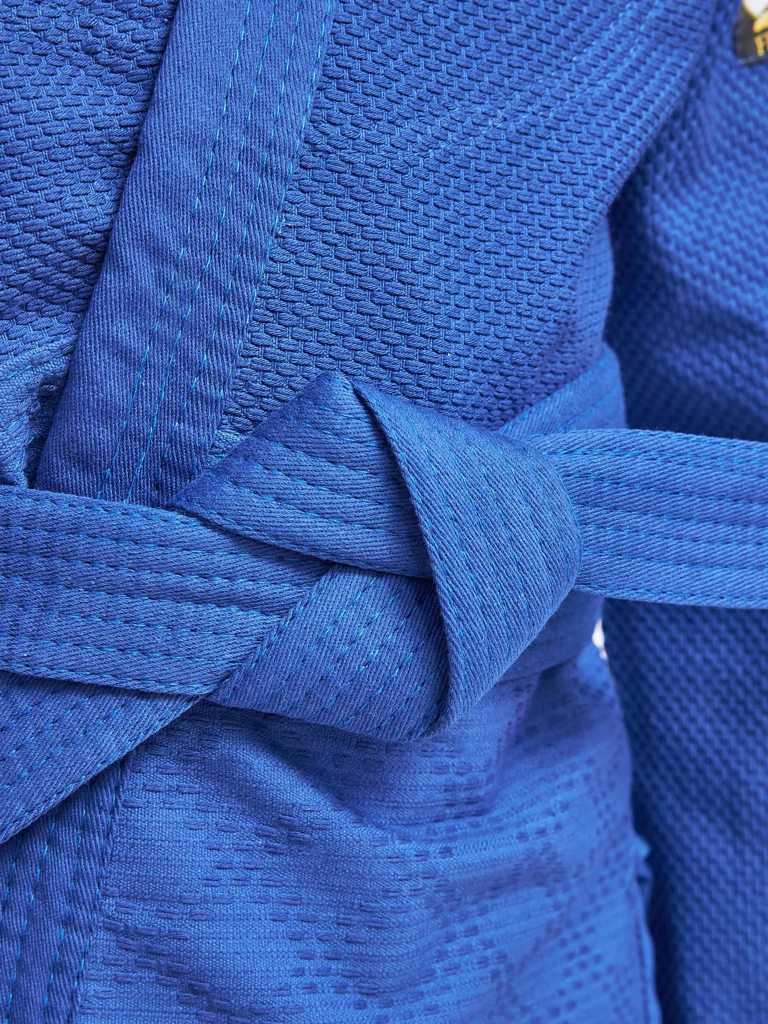 FIRUZ Kimono Standart, Judo-Gi Niebieski, 125 cm, splot podwójny 350 g/m²