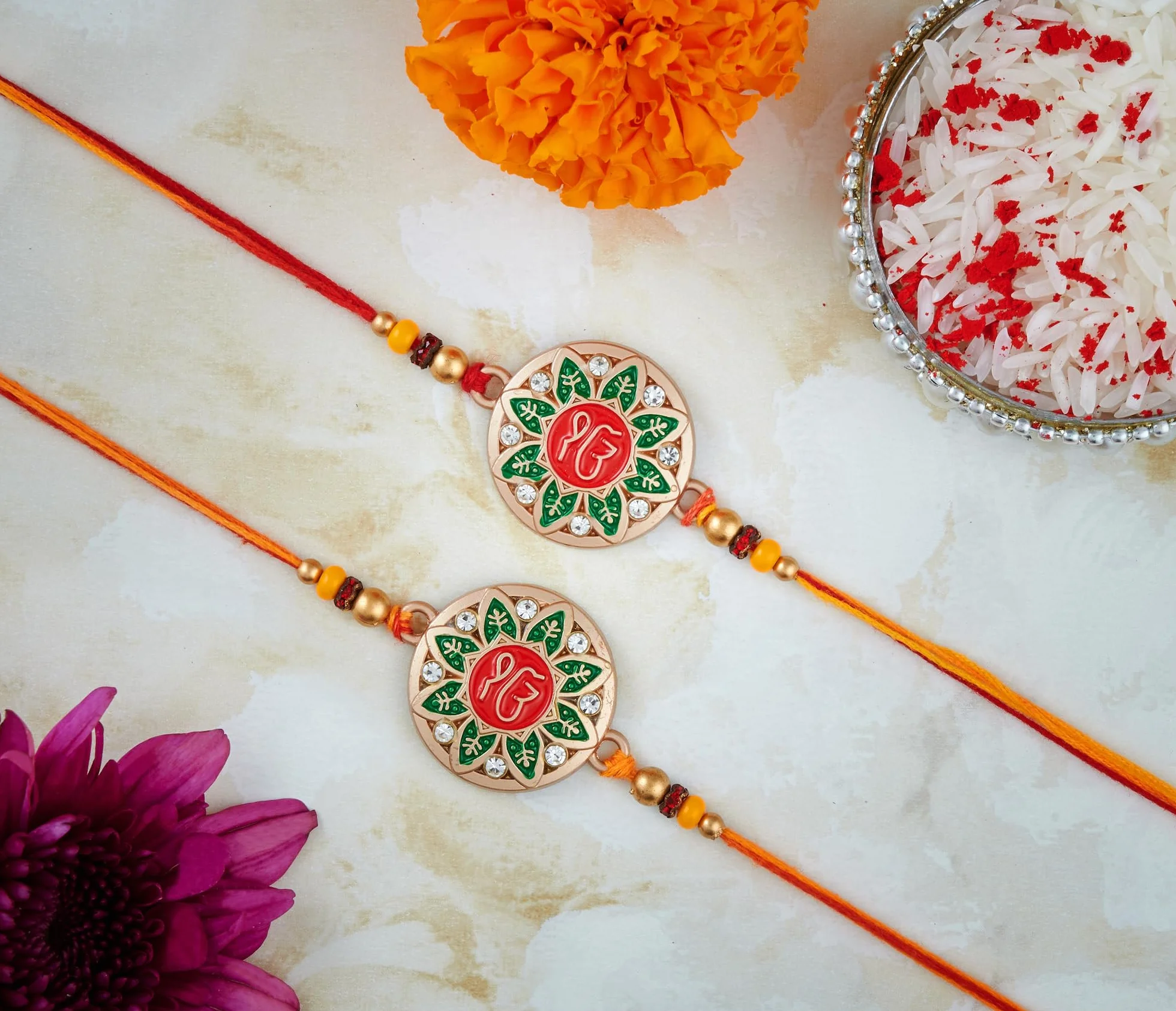 Rakhi for Brother zestaw 2 Ek Onkar Designer Rakhi for Raksha Bandhan Traditional Bracelet GER072023