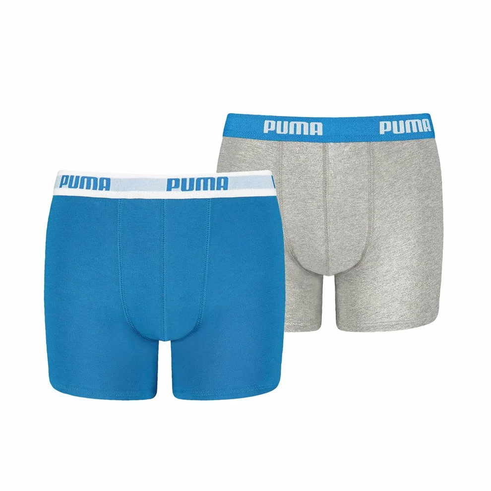 PUMA Bokserki chłopięce (2 sztuki), niebieski/szary, 164