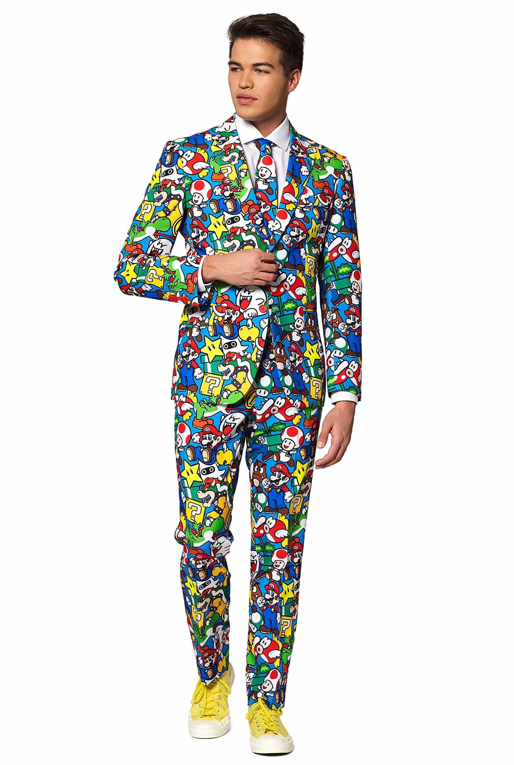 OppoSuits Zabawny szalony strój na bal absolwentów dla mężczyzn - kompletny zestaw: kurtka, spodnie i krawat, wielokolorowa, 52