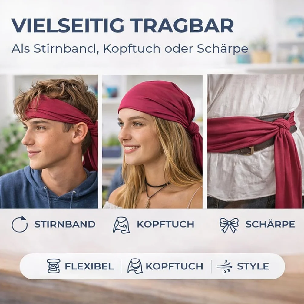 TK Gruppe Timo Klingler Piracka opaska na czoło - bandana opaska na włosy - piracka chusta na głowę na Halloween i karnawał - szarfa