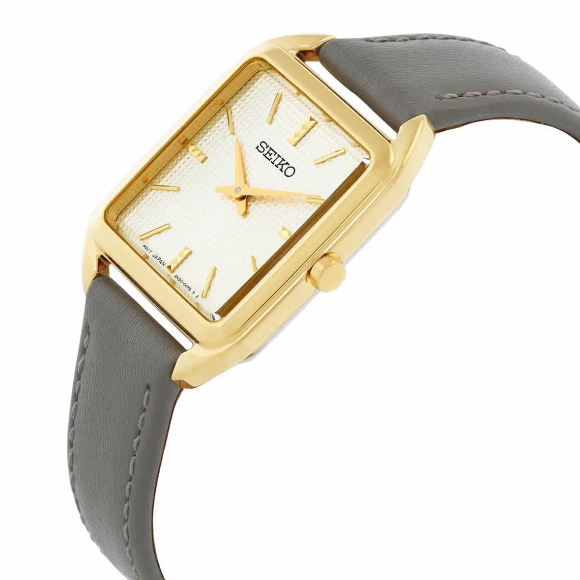 SEIKO Damski analogowy zegarek kwarcowy ze skórzanym paskiem SWR090P1, złoto, Classic