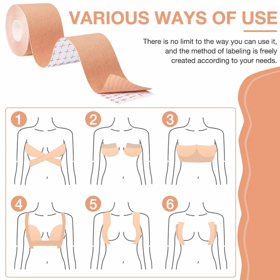 Taśma do podnoszenia piersi, taśma boobtape taśma klejąca piersi boob tape biustonosze samoprzylepne kobiety push up z silikonowymi sutkami, satynowe płatki, dwustronna wstążka do sukni wieczorowych