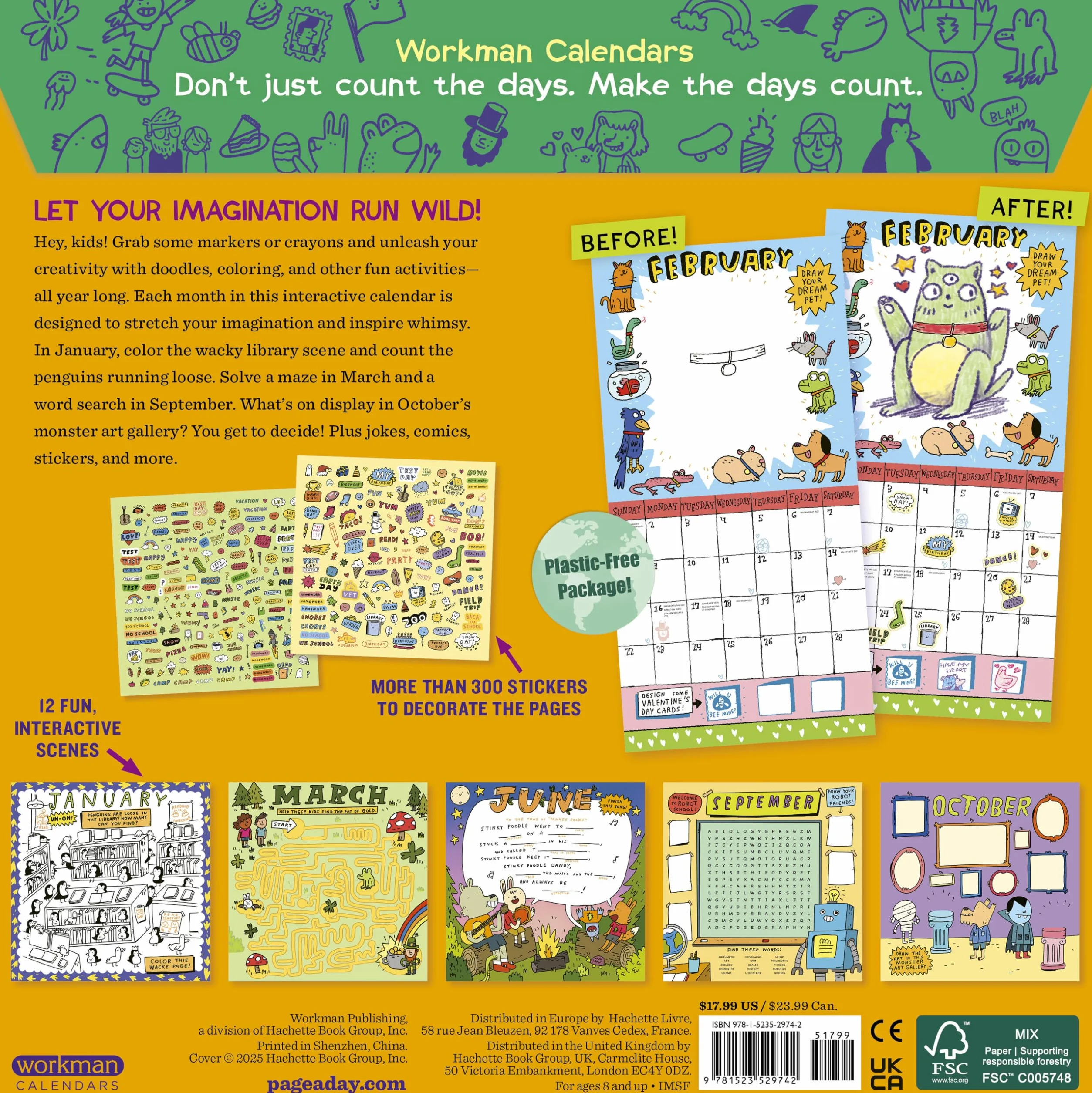 Kid's Awesome Activity Wall Calendar 2026: Includes 300+ Super Fun Stickers!