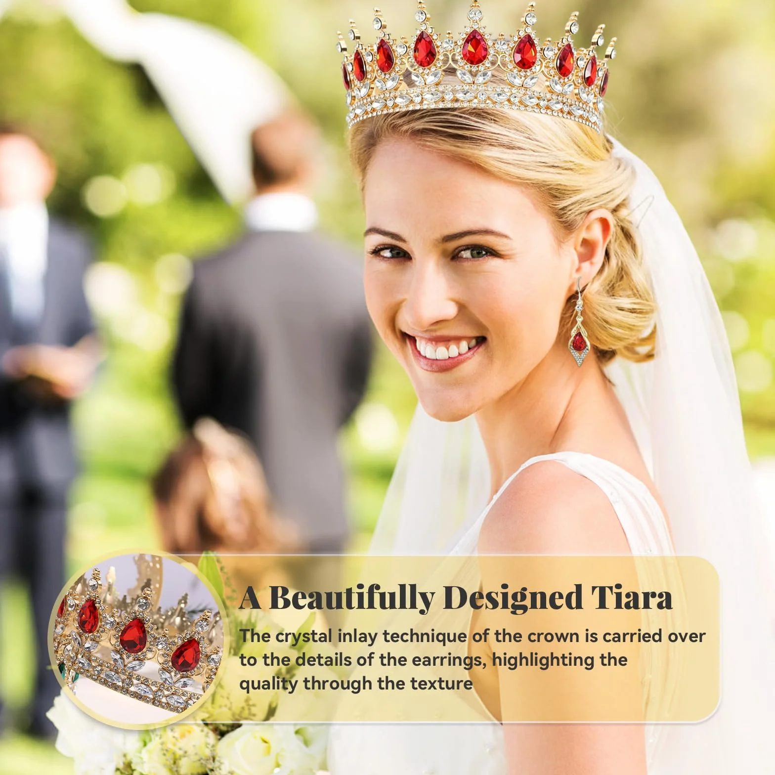 Złota korona dla kobiet, kolczyki z kryształkami, vintage barokowa tiara koronowa, imitacja błyszczącej kryształowej tiary dla dziewcząt i kobiet ślub przyjęcie urodzinowe