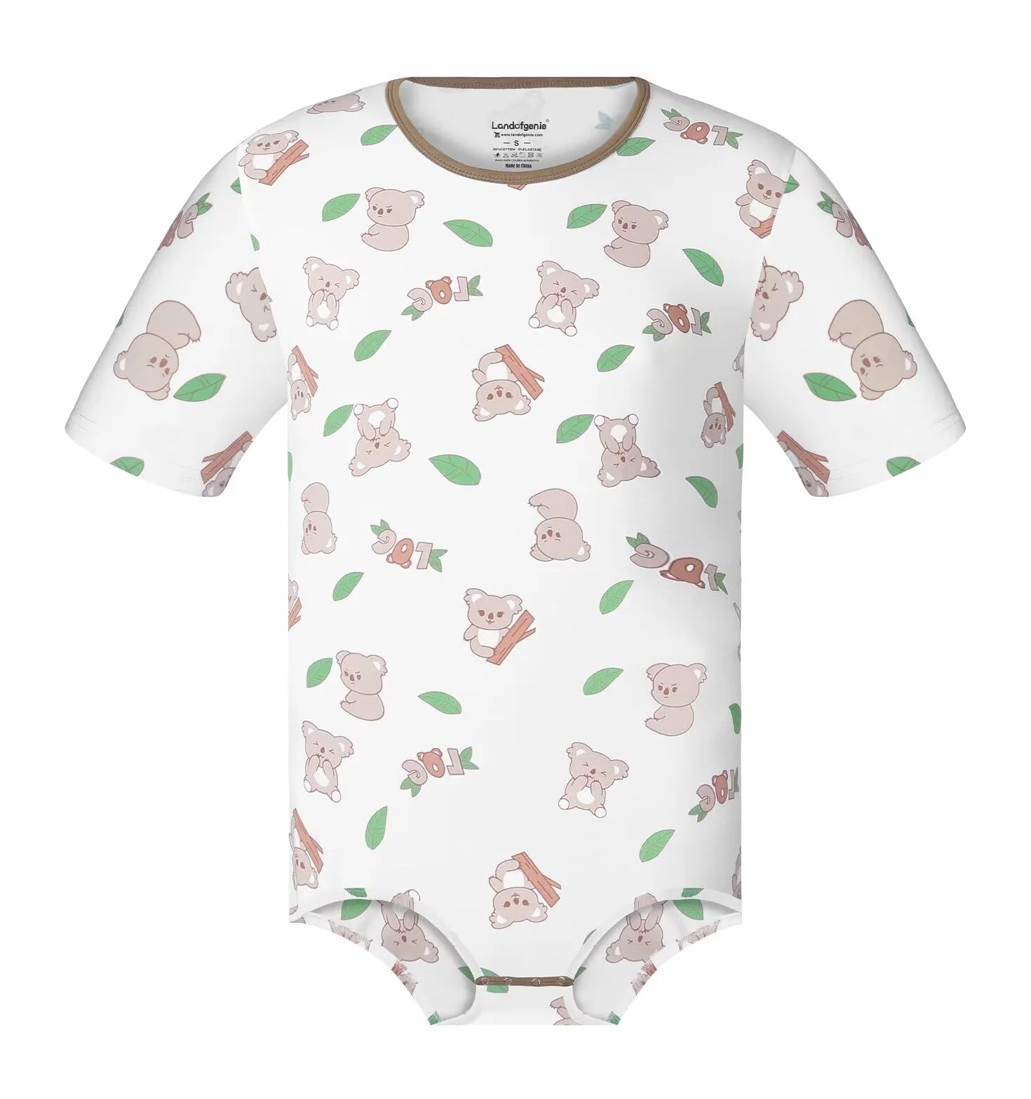 Landofgenie Onesie Męski Bawełniany Bodysuit Jednoczęściowy Piżama Bodysuit Rompers Tops z nadrukiem Koala