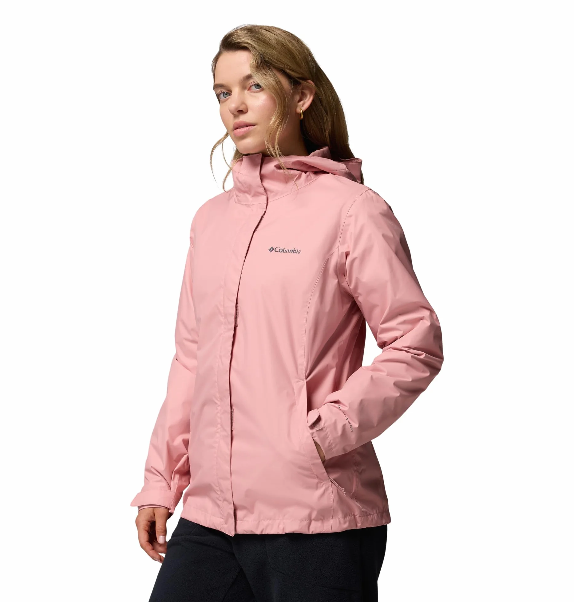 Columbia Damska kurtka Arcadia 2, wodoodporna, przeciwdeszczowa, gumka, różowa, XL