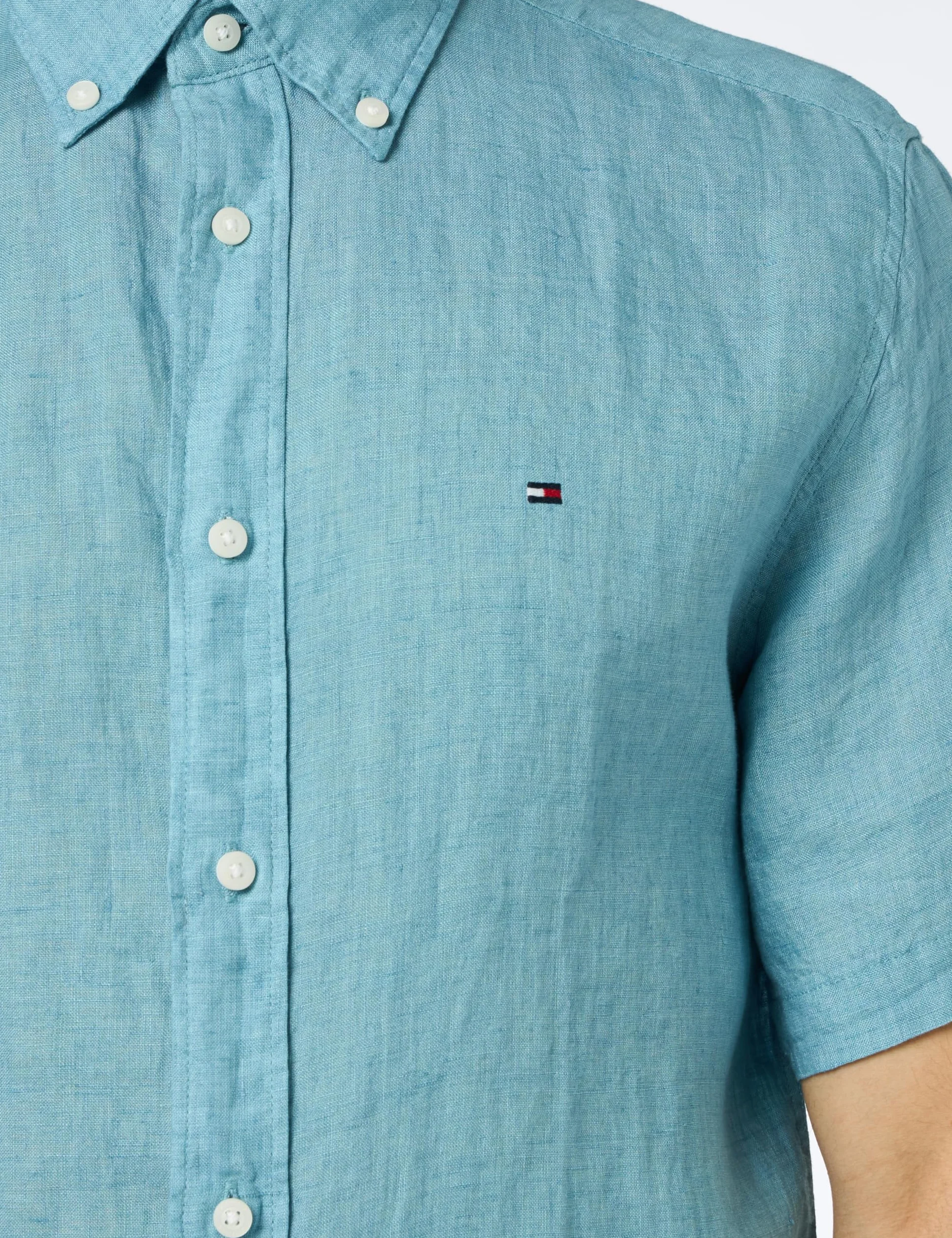 Tommy Hilfiger Koszule codzienne Mężczyźni Pigment Dyed Linen Rf Shirt S/S Mw0mw35207
