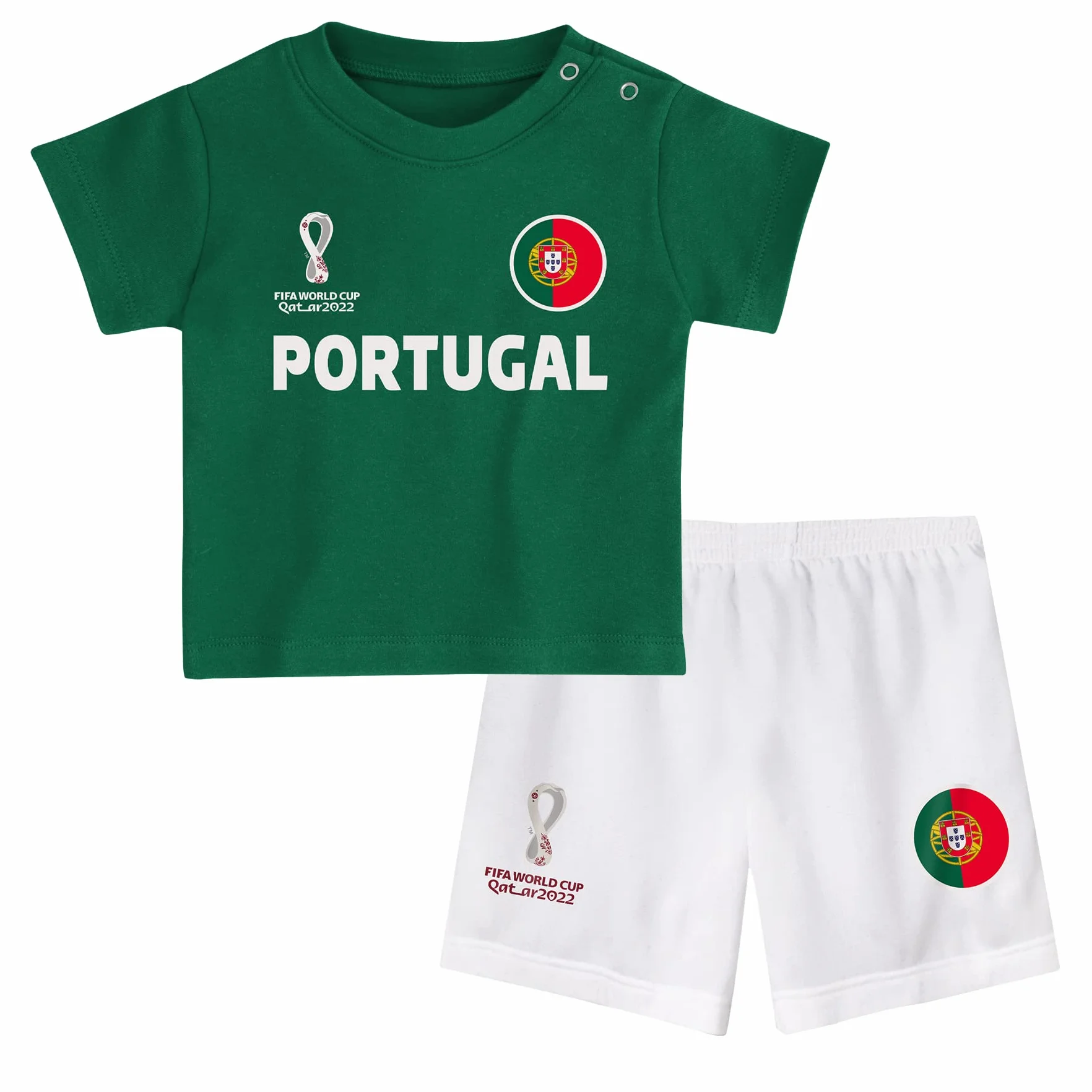 FIFA Unisex Kids oficjalny zestaw koszulek i spodenek Mistrzostw Świata w Piłce 2022 - Portugalia - zestaw koszulek i spodenek (1 szt.), ZIELONY, 12 miesi?cy