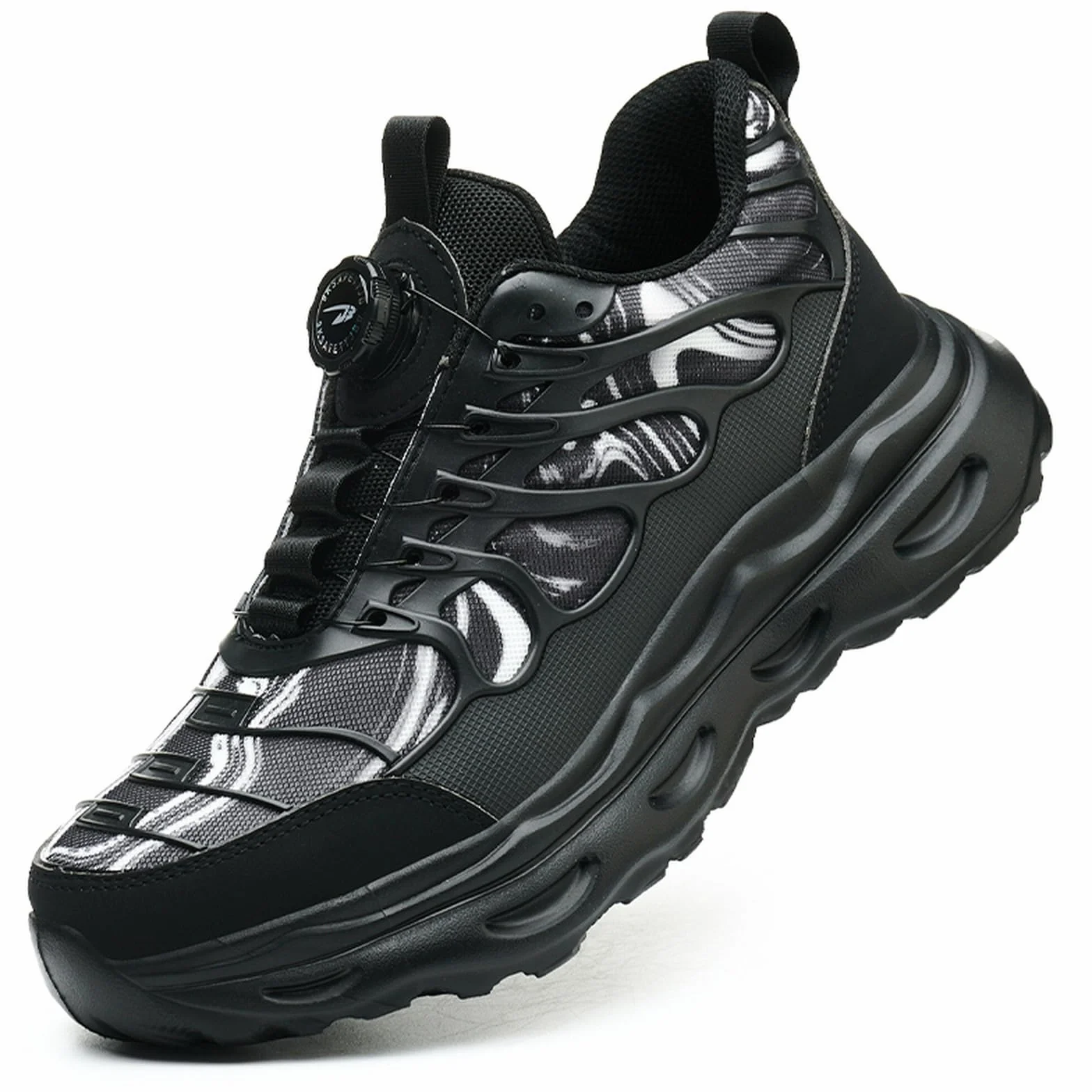 Nowe Męskie Buty Bezpieczeństwa S3 z Obrotowym Zapięciem – Lekkie, Antypoślizgowe, Ochrona przed Uderzeniami i Przebiciami Black 44