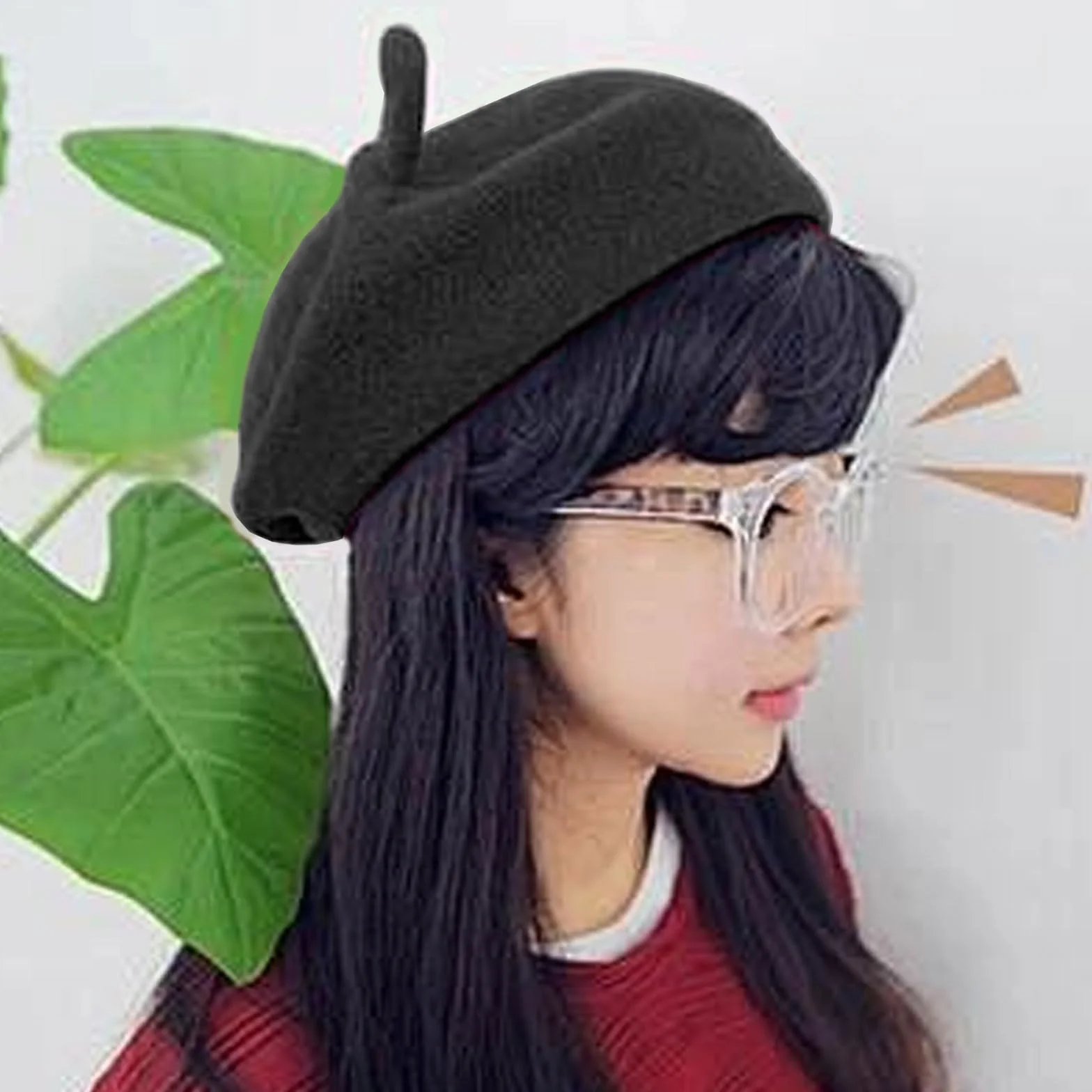 Beret wełniany dla dorosłych - Unisex miękki ciepły kapelusz artysty vintage, styl francuski, czarny