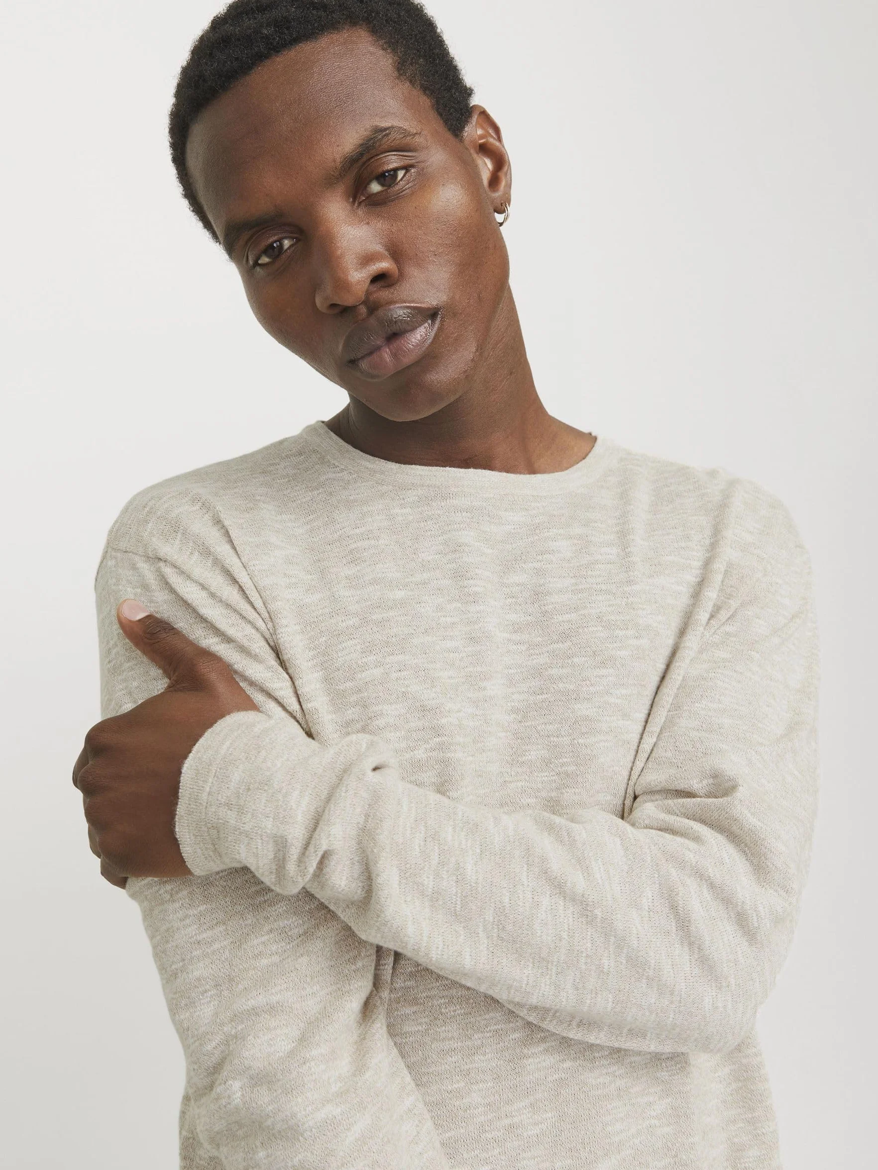 Jack & Jones YJESUMMER Knit Crew Neck SN, Crockery/Szczegóły: W. White, M