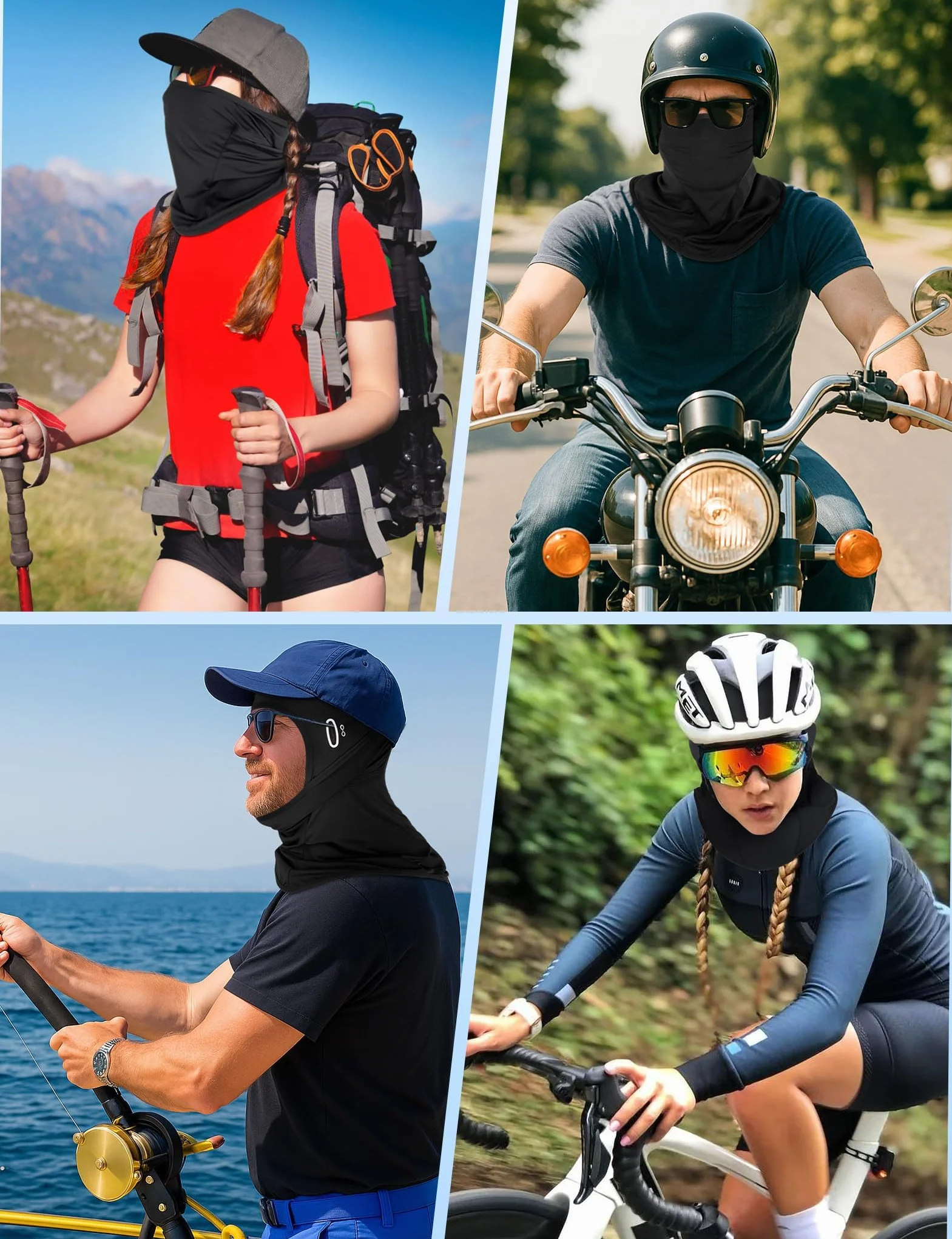 MELLIEX Letnia kominiarka dla mężczyzn i kobiet, Balaclavain Ice Silk z otworami na okulary do jazdy na rowerze i motocyklu