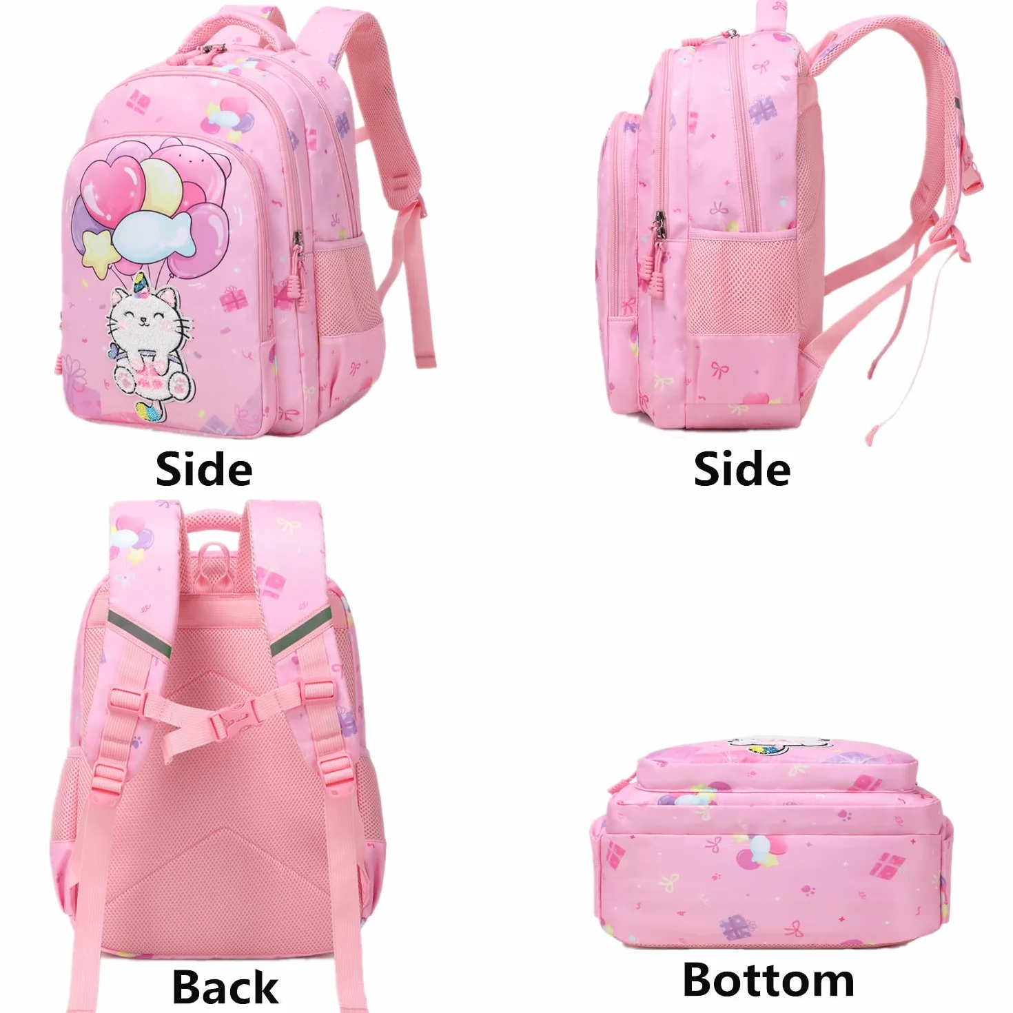 Jumpopack Plecak szkolny Plecaki dziecięce 3 w 1 Torby szkolne Plecaki dziecięce i pudełka na lunch, Balony różowe