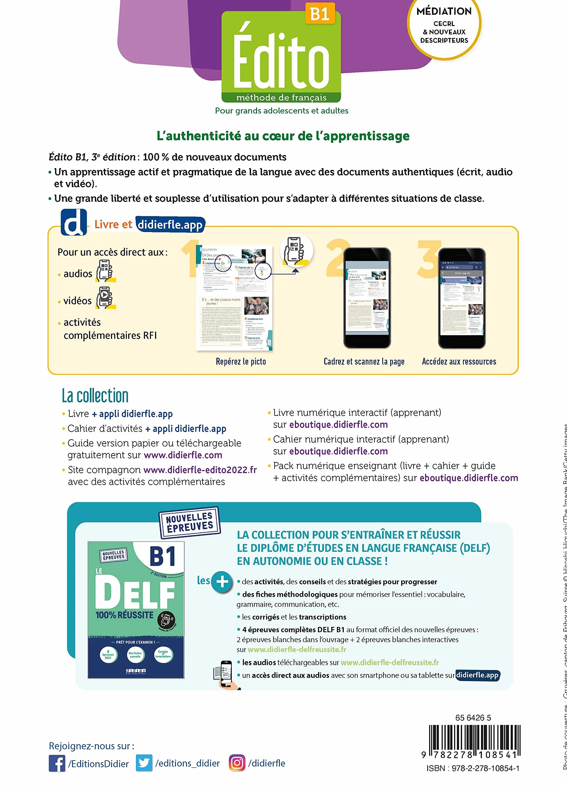 Édito B1 - édition 2022-2024 - Livre + didierfle.app: Nouvelle Edition 2023