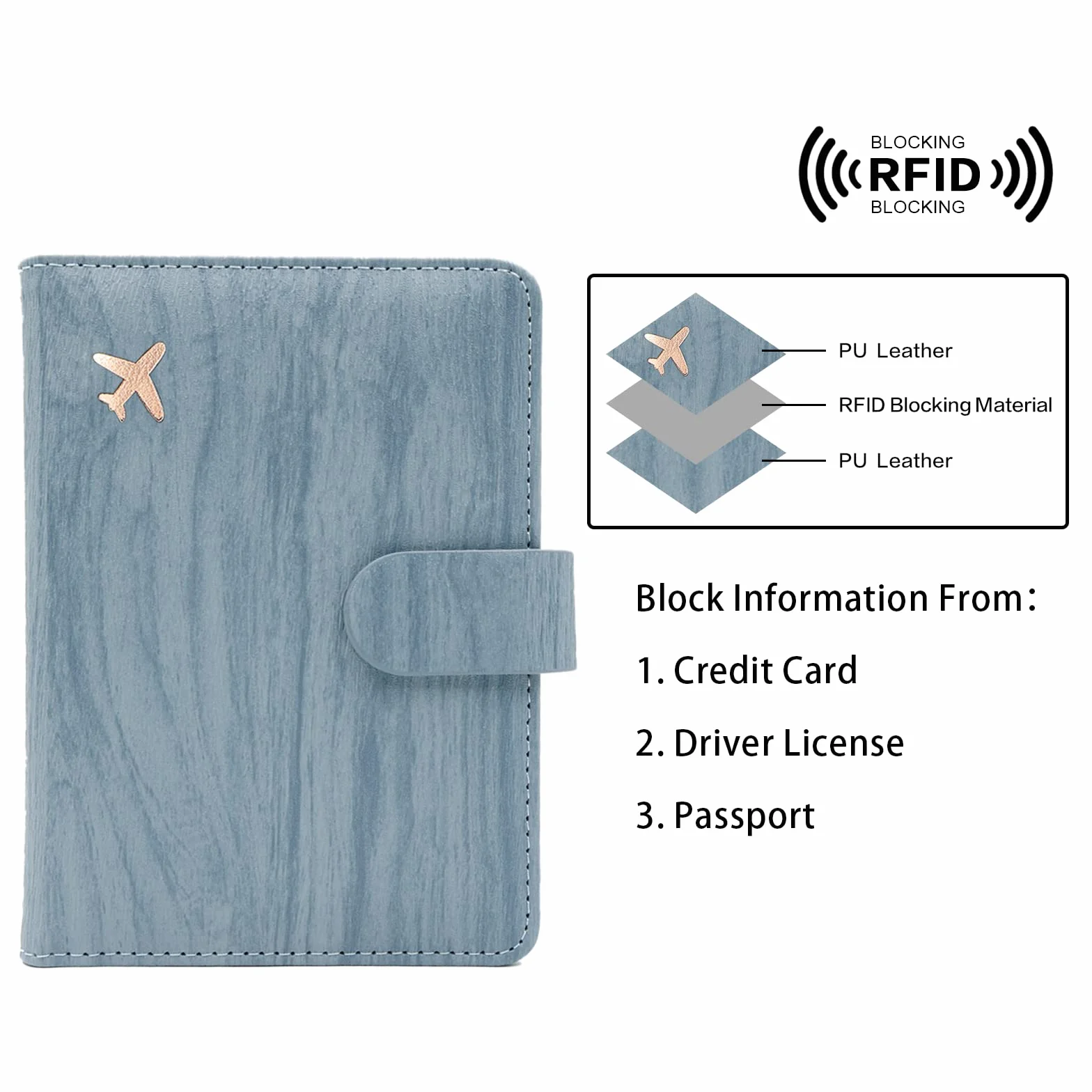 Melsbrinna Rfid Passport Holder for Travel women/Men, Cute Passport Wallet Rfid Blocking Card Slots, Rfid Passport Cover/CaseTravel Wallet, Passport Book Holder (1, Blue1)