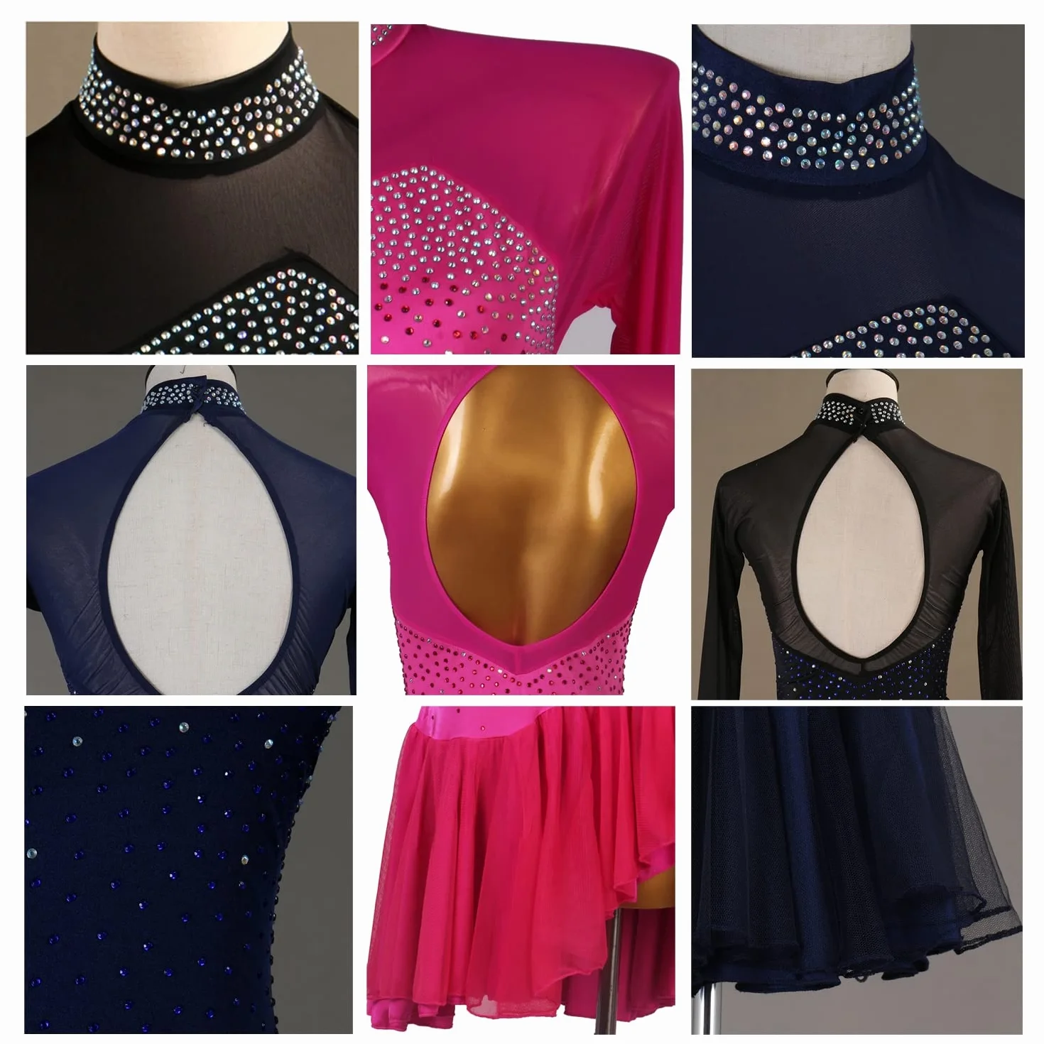 Wysoka Neck Latin Dance Dress dla kobiet Hollow Backless Cha Cha kostiumy z długim rękawem sala balowa wydajność sukienki do tańca Flamenco Waltz Dance Practice spódnice