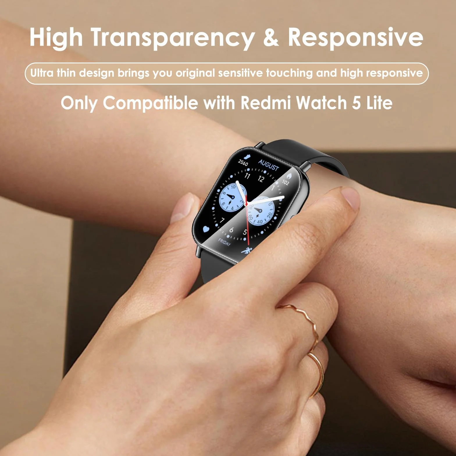 Hianjoo 6 sztuk folii ochronnej, kompatybilna z Xiaomi Redmi Watch 5 Lite, twardość 9H, odporna na olej/odporna na zarysowania, folia ochronna na wyświetlacz kompatybilna z Xiaomi Redmi Watch 5 Lite
