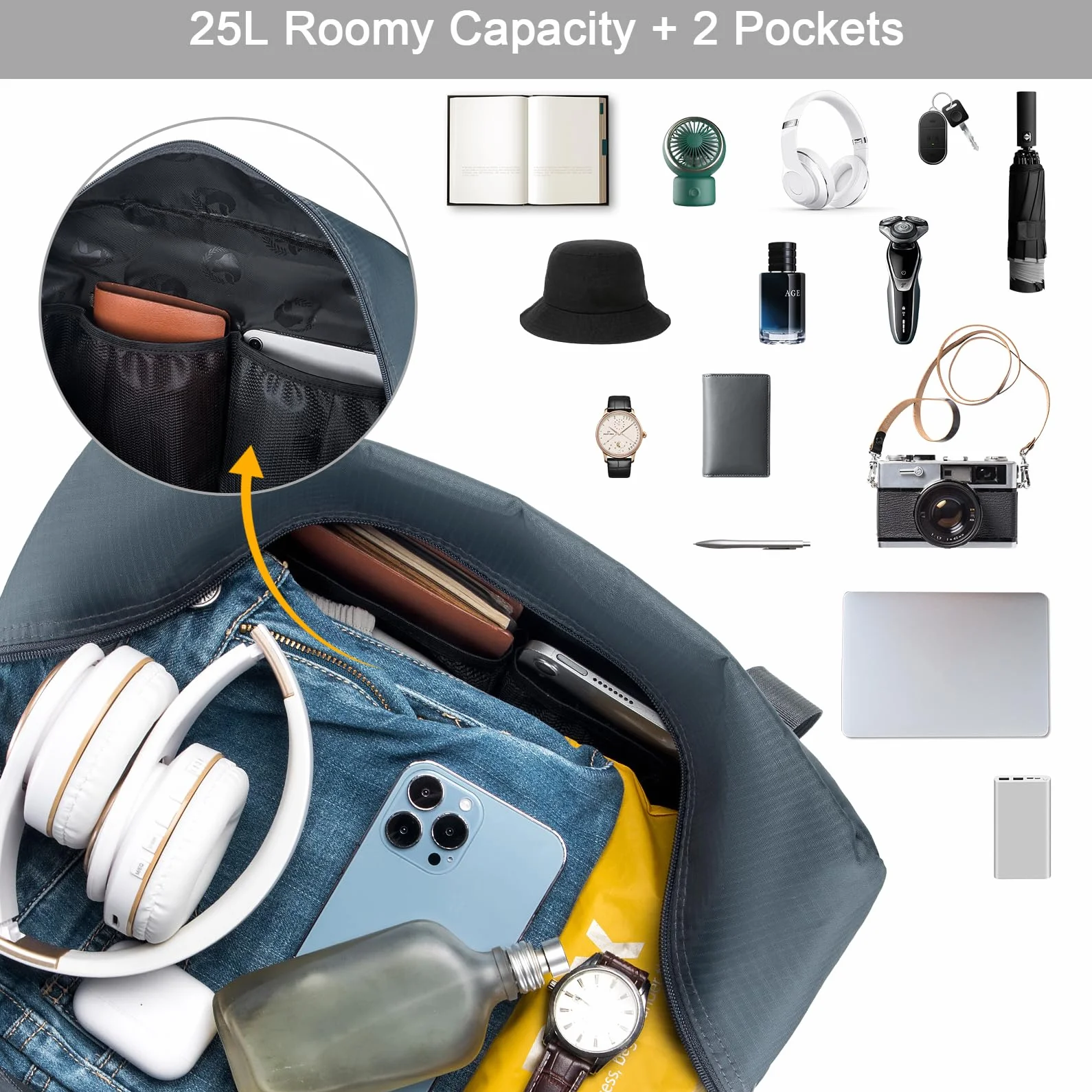 BAGZY Torba Ryanair 40x30x20 Wizz Air Składana Torba Podróżna 25L dla Mężczyzn i Kobiet Bagażs Ręczny Samolot Torebka Wodoodporna Sportowa Bagażs na Rękę Walizka dla Weekender Szpital Kabina Torebki