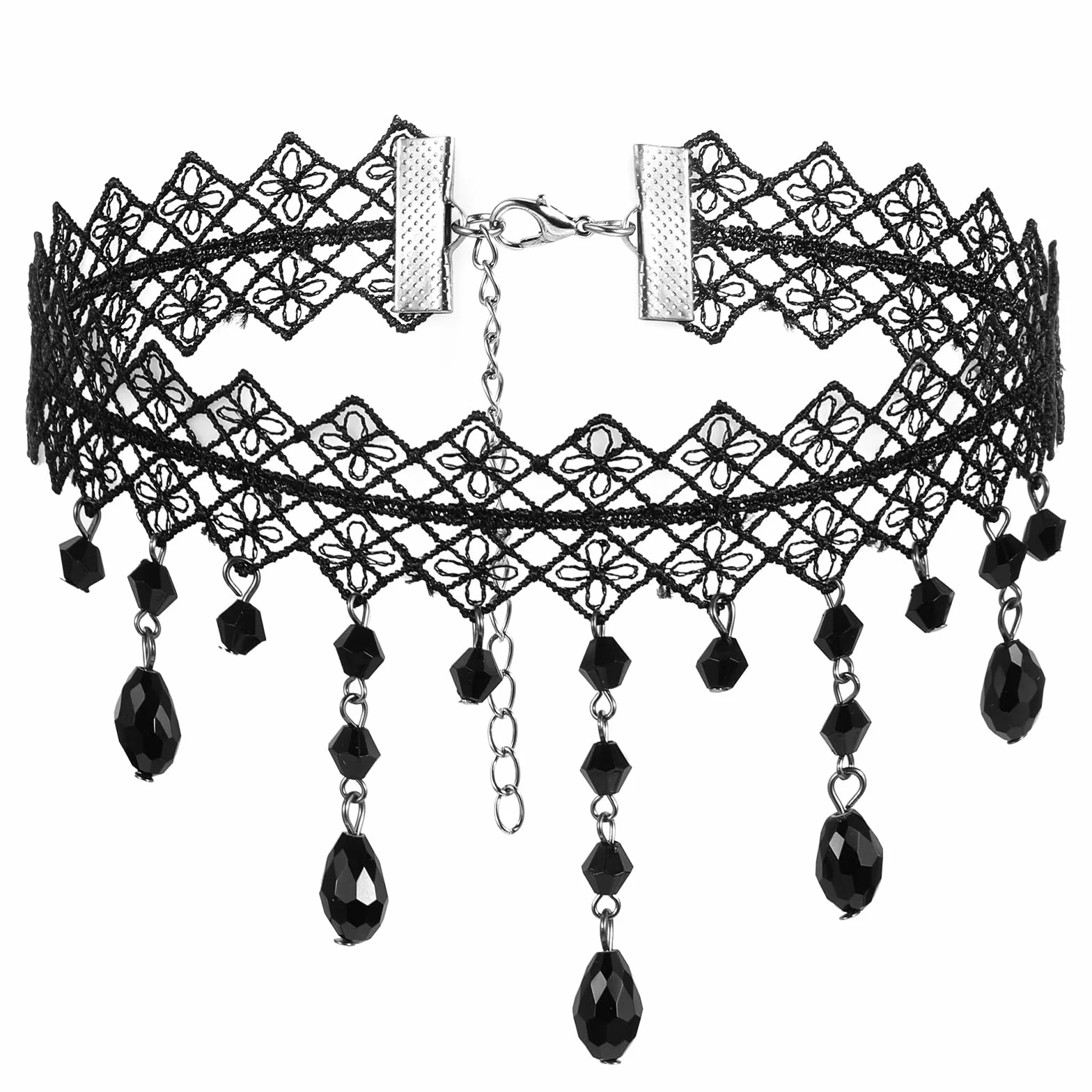 Ouligay Gotycki naszyjnik typu choker, czarny, gotycki naszyjnik choker, dla kobiet i dziewcząt, na Halloween, średniowieczne wzornictwo, biżuteria kostiumowa w stylu vintage, na karnawał, maskaradę