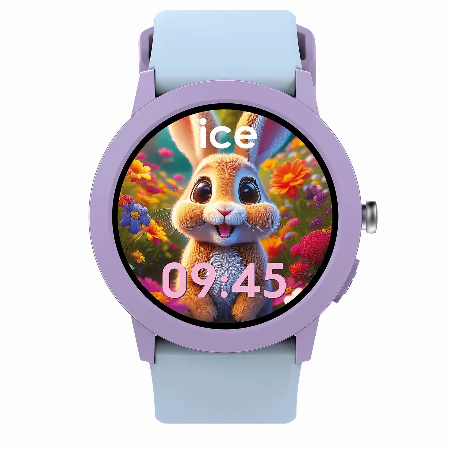 Ice-Watch, Ice Smart Junior Rd Find My Purple Soft Blue, Fioletowy Smartwatch Z Funkcją Geolokalizacji Dla Dziewczynek Z Silikonowym Paskiem, 025442 (39 Mm), Kompatybilny Z Find My